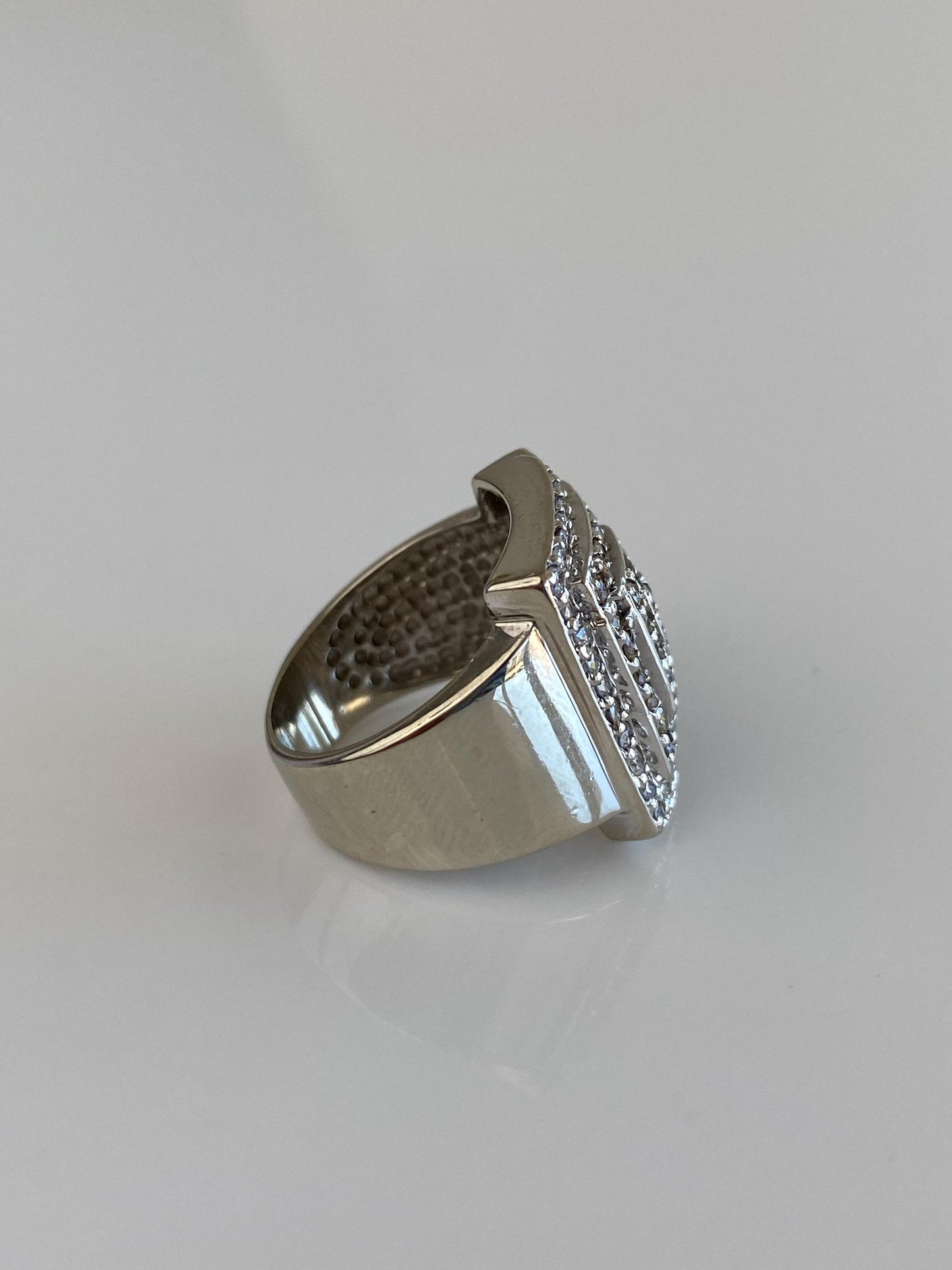 Vintage Solid 14k White Gold Champagne & Clear Diamond Square Ring - Size 3.5