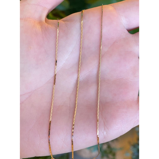 Vintage Solid 14k Rosey Gold Dainty Triangle Link Chain Necklace - 16.25 inches