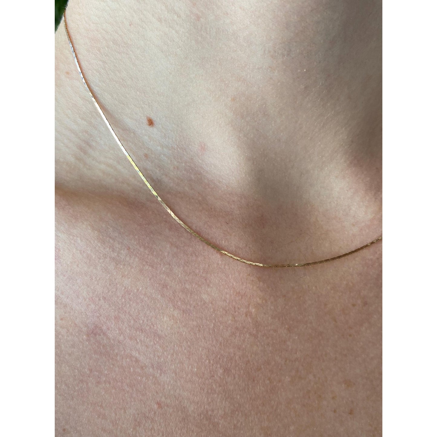 Vintage Solid 14k Rosey Gold Dainty Triangle Link Chain Necklace - 16.25 inches