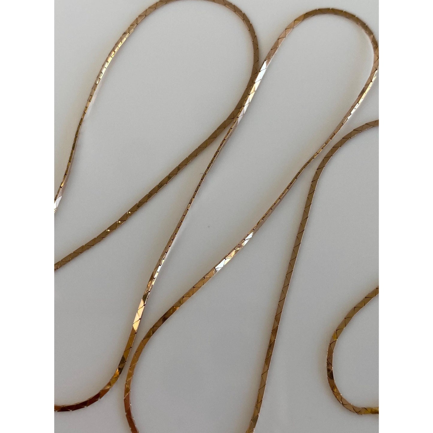 Vintage Solid 14k Rosey Gold Dainty Triangle Link Chain Necklace - 16.25 inches