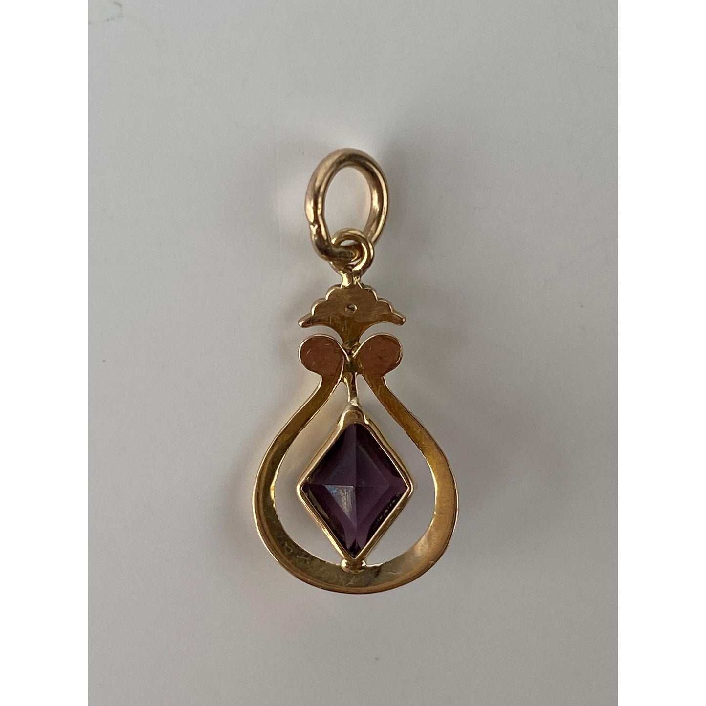 Vintage Solid 10k Yellow Gold Purple Cubic Zirconia Seed Pearl Stick Pin Conversion Charm