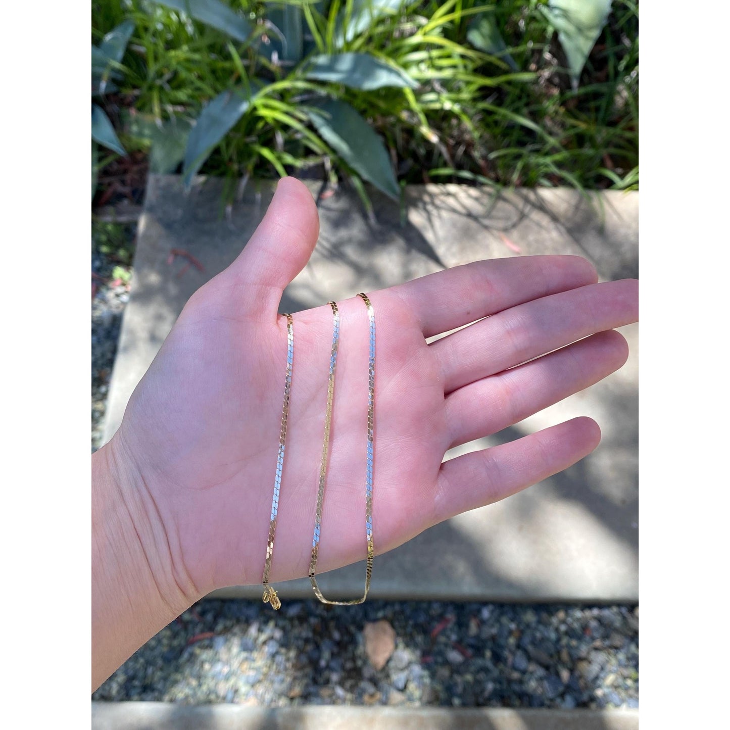 Vintage Solid 14k Yellow Gold Long Fancy Flat Chain Necklace - 32 inches