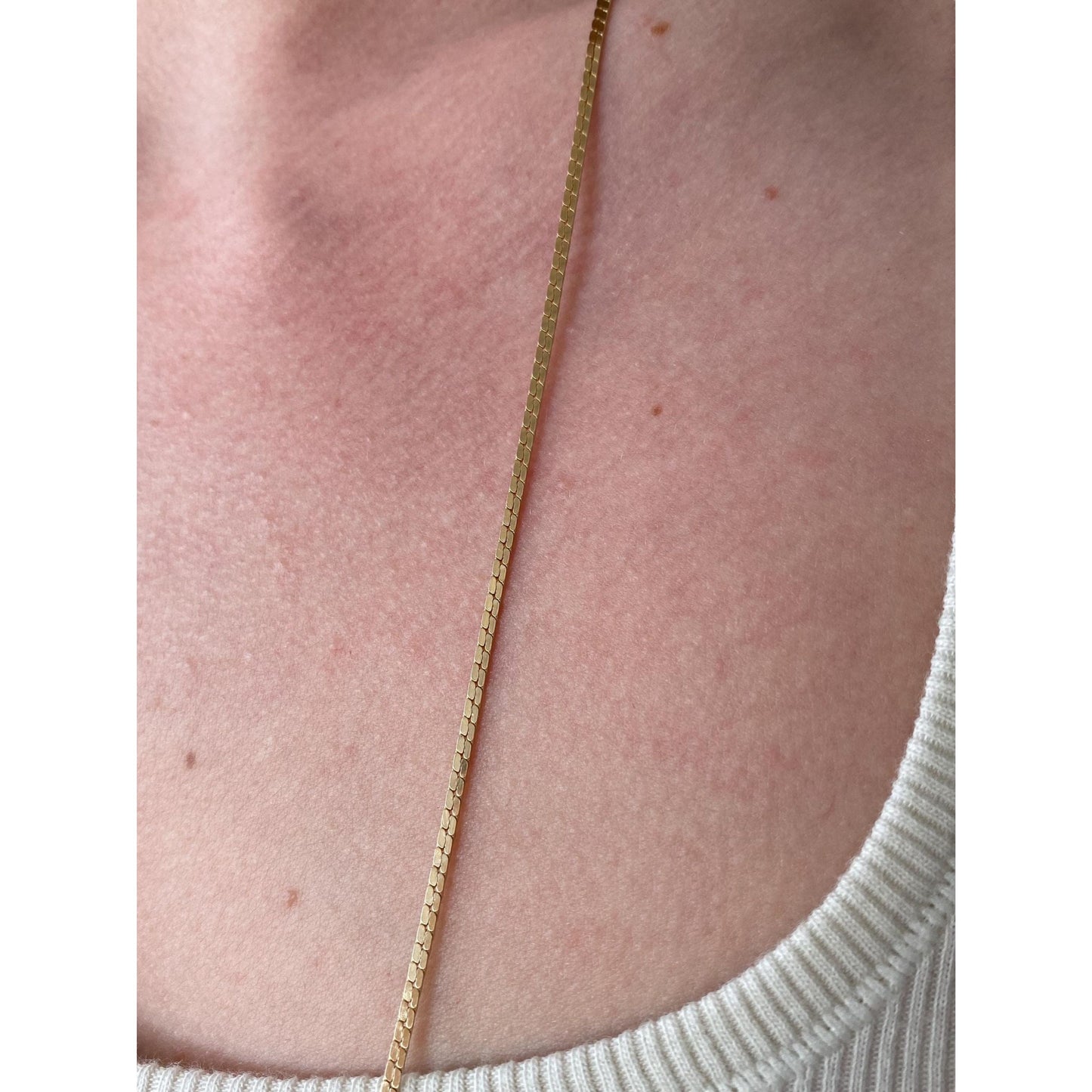 Vintage Solid 14k Yellow Gold Long Fancy Flat Chain Necklace - 32 inches