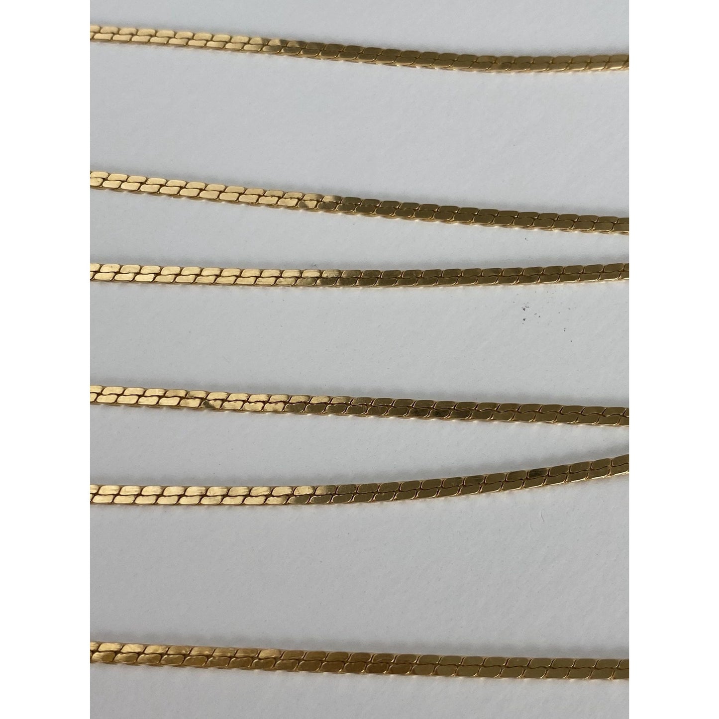 Vintage Solid 14k Yellow Gold Long Fancy Flat Chain Necklace - 32 inches