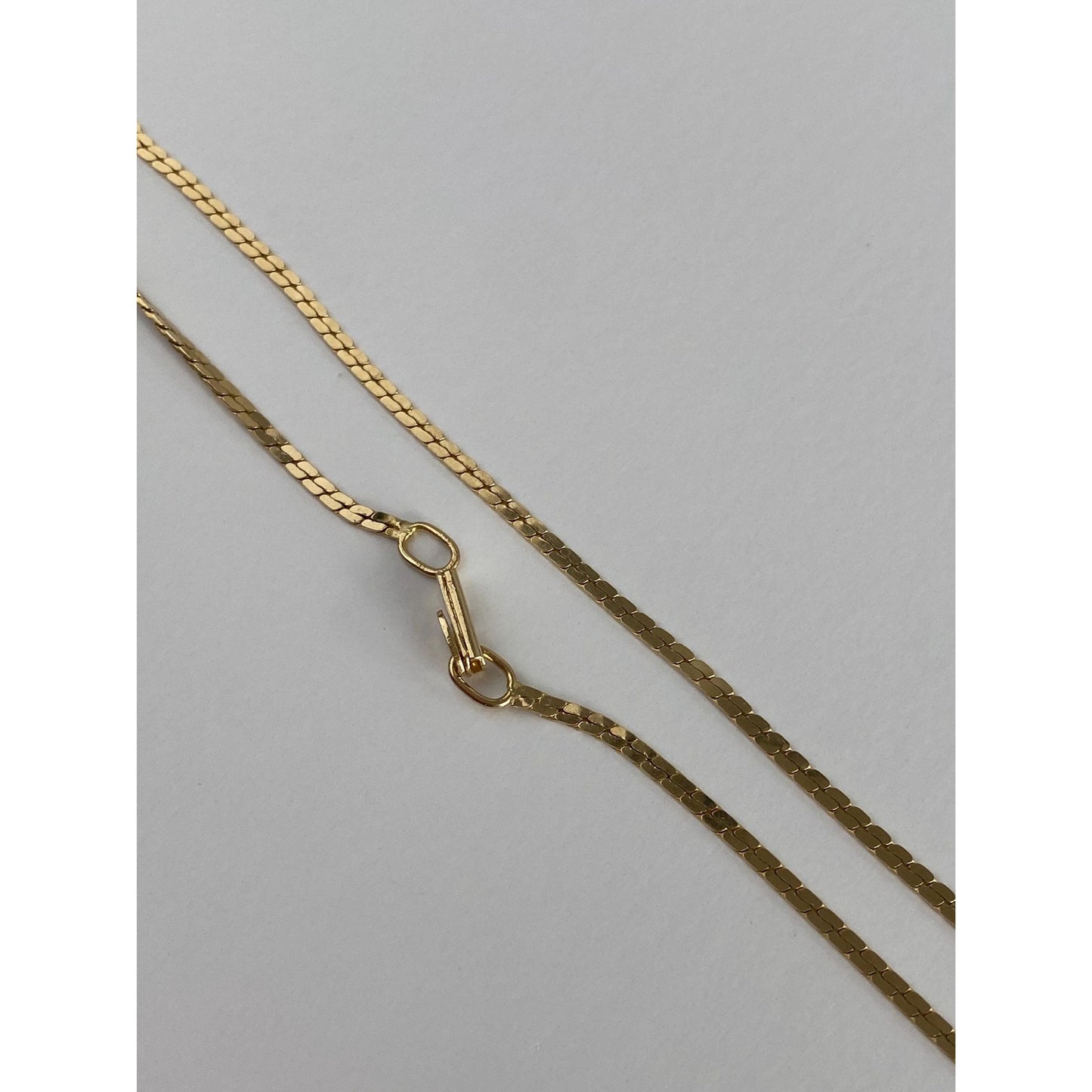 Vintage Solid 14k Yellow Gold Long Fancy Flat Chain Necklace - 32 inches