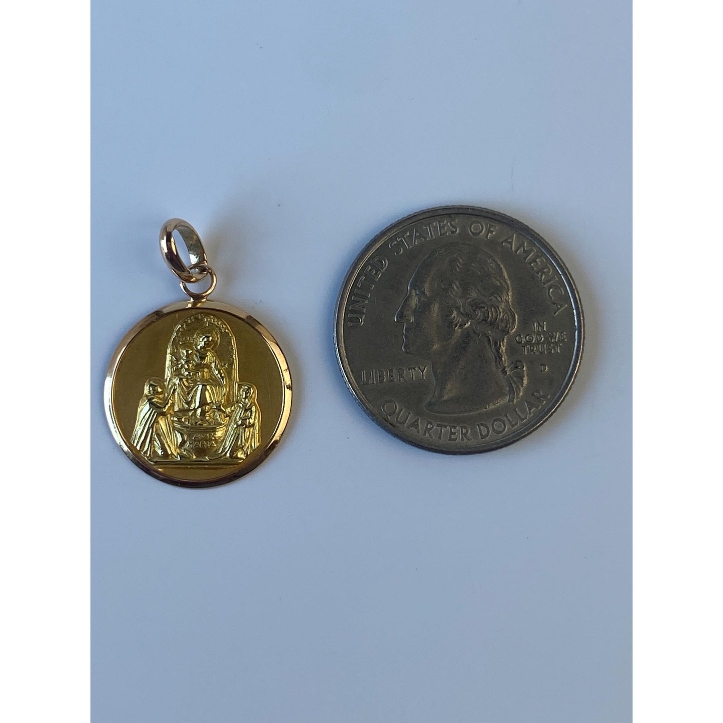 Solid 18k Yellow Gold Religious Charm