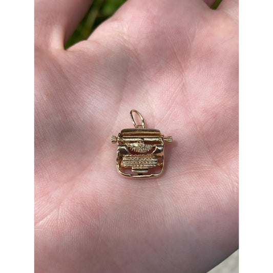 Vintage Solid 14k Yellow Gold Typewriter Charm