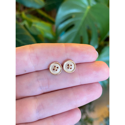 Vintage Solid 14k Yellow Gold Button Stud Earrings