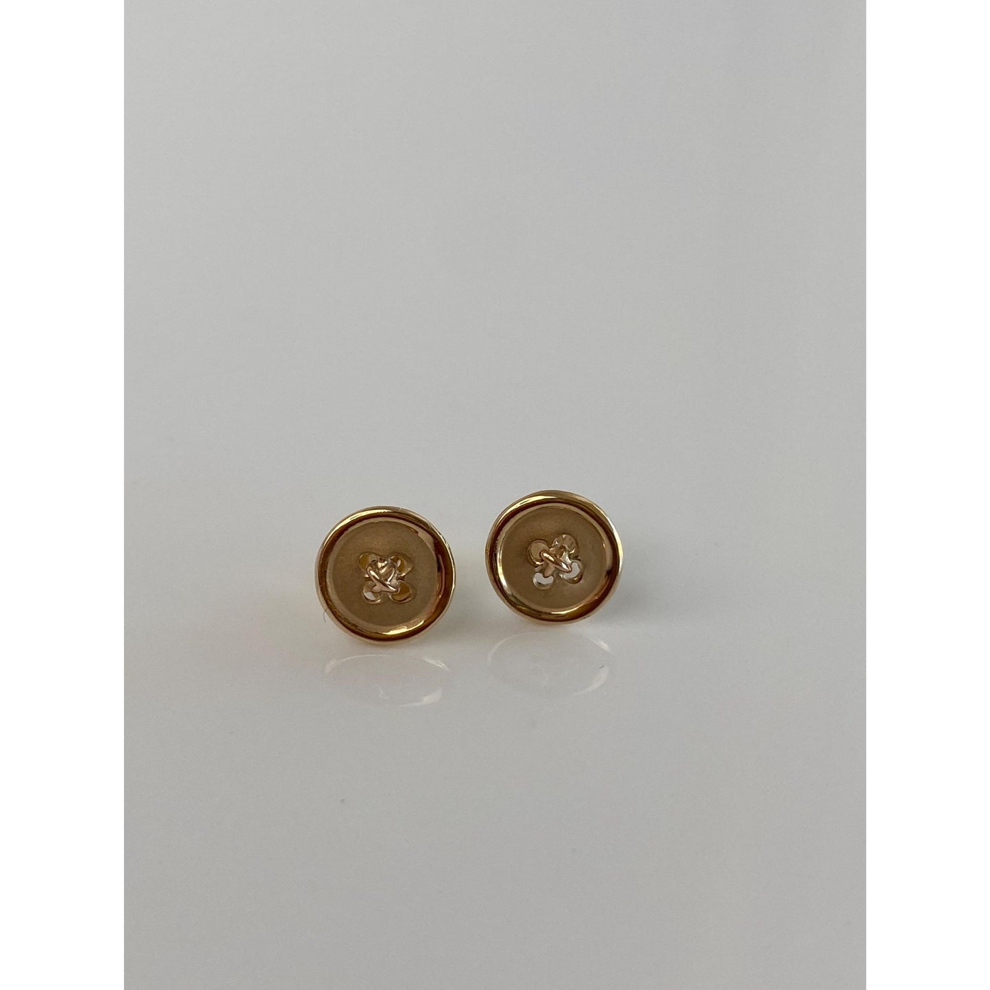 Vintage Solid 14k Yellow Gold Button Stud Earrings