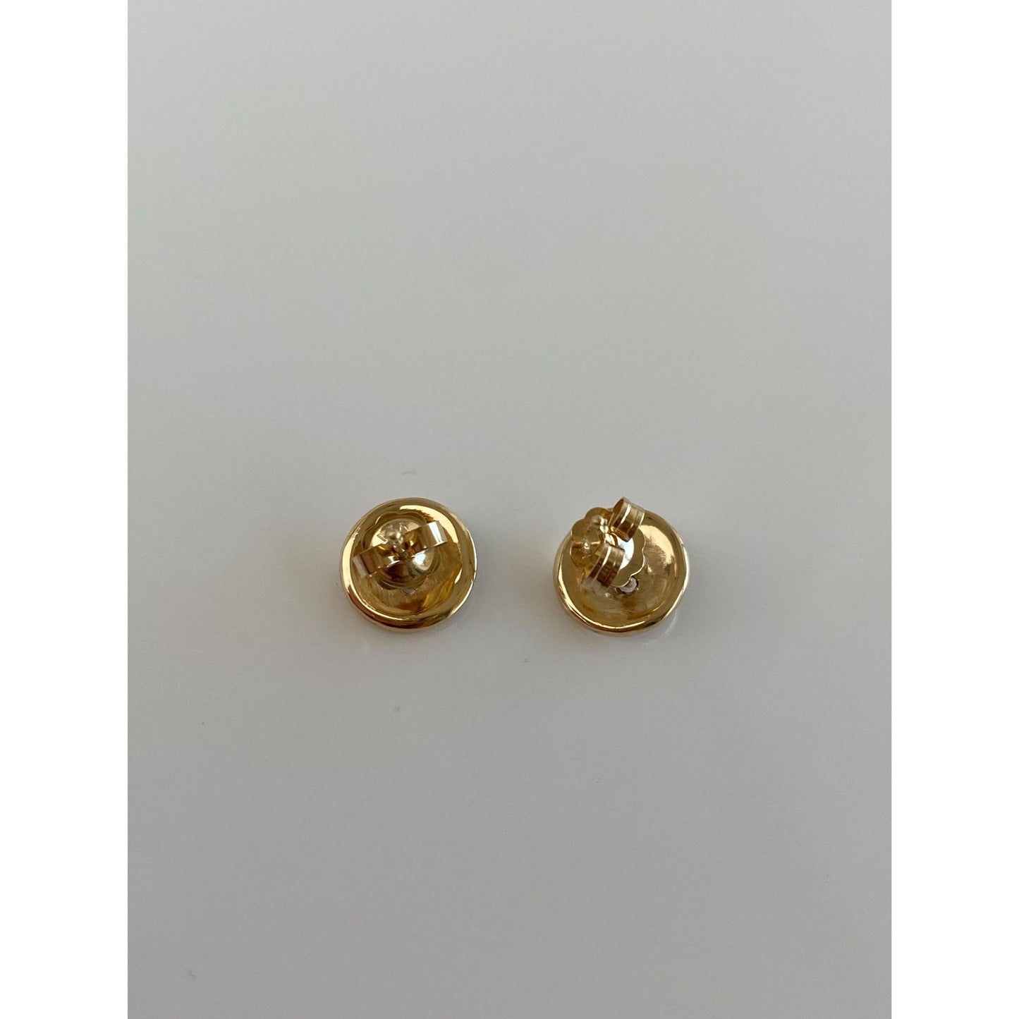 Vintage Solid 14k Yellow Gold Button Stud Earrings