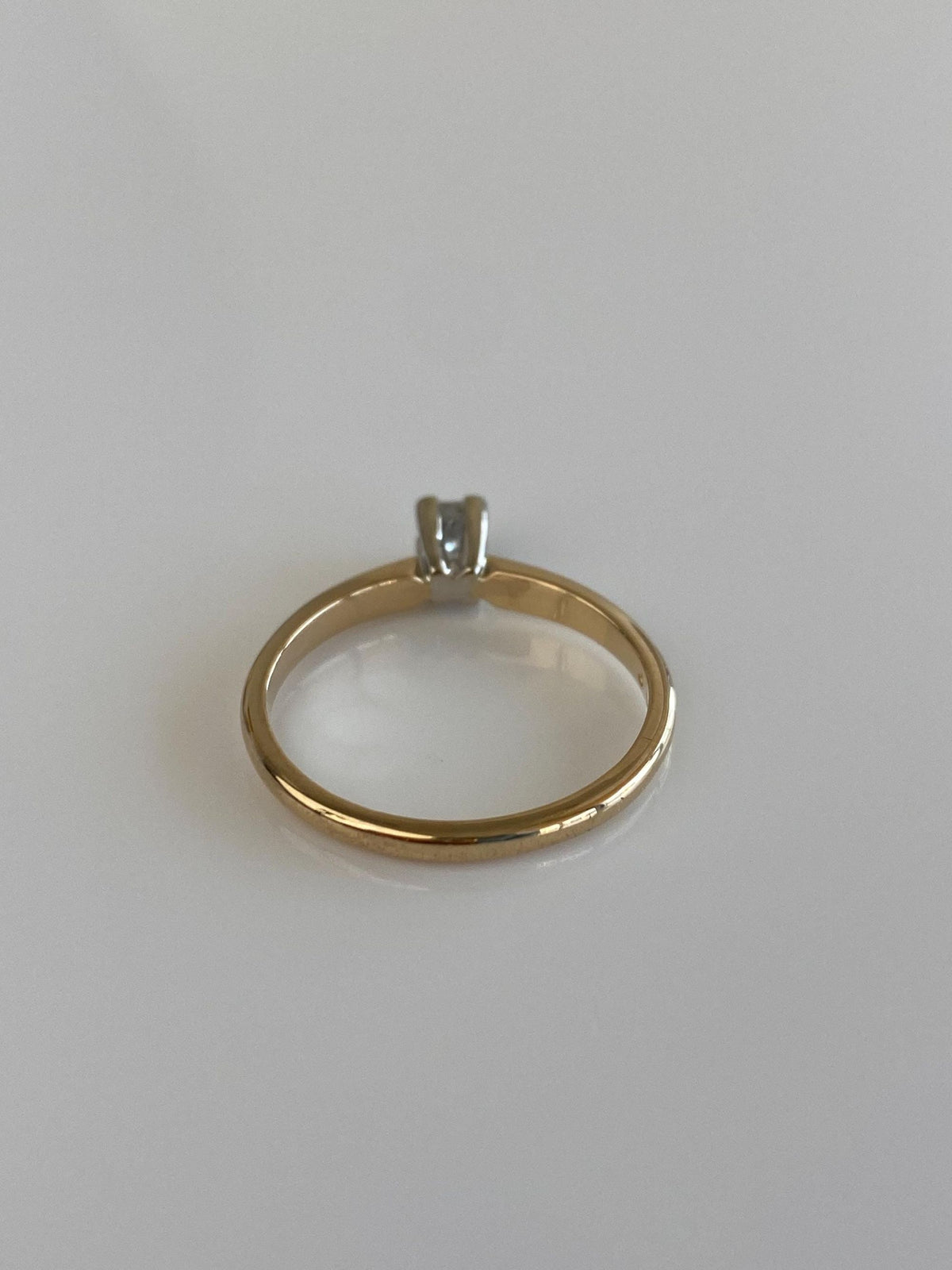 Vintage Solid 14k White & Yellow Gold Princess Cut Diamond Ring - Size 6.75