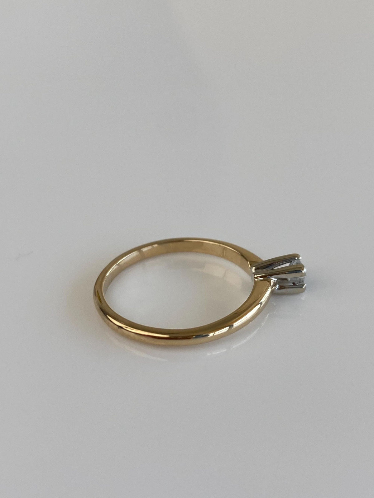 Vintage Solid 14k White & Yellow Gold Princess Cut Diamond Ring - Size 6.75
