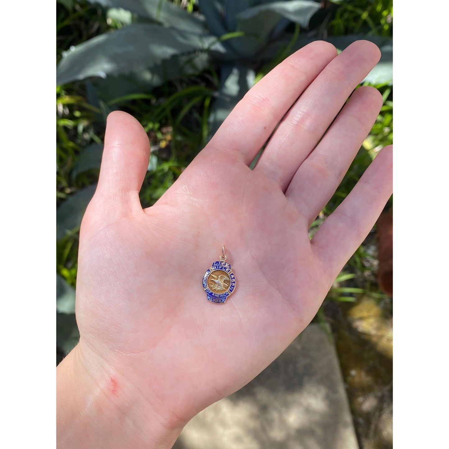 Vintage Solid 10k Yellow Gold Enamel NRA Charm