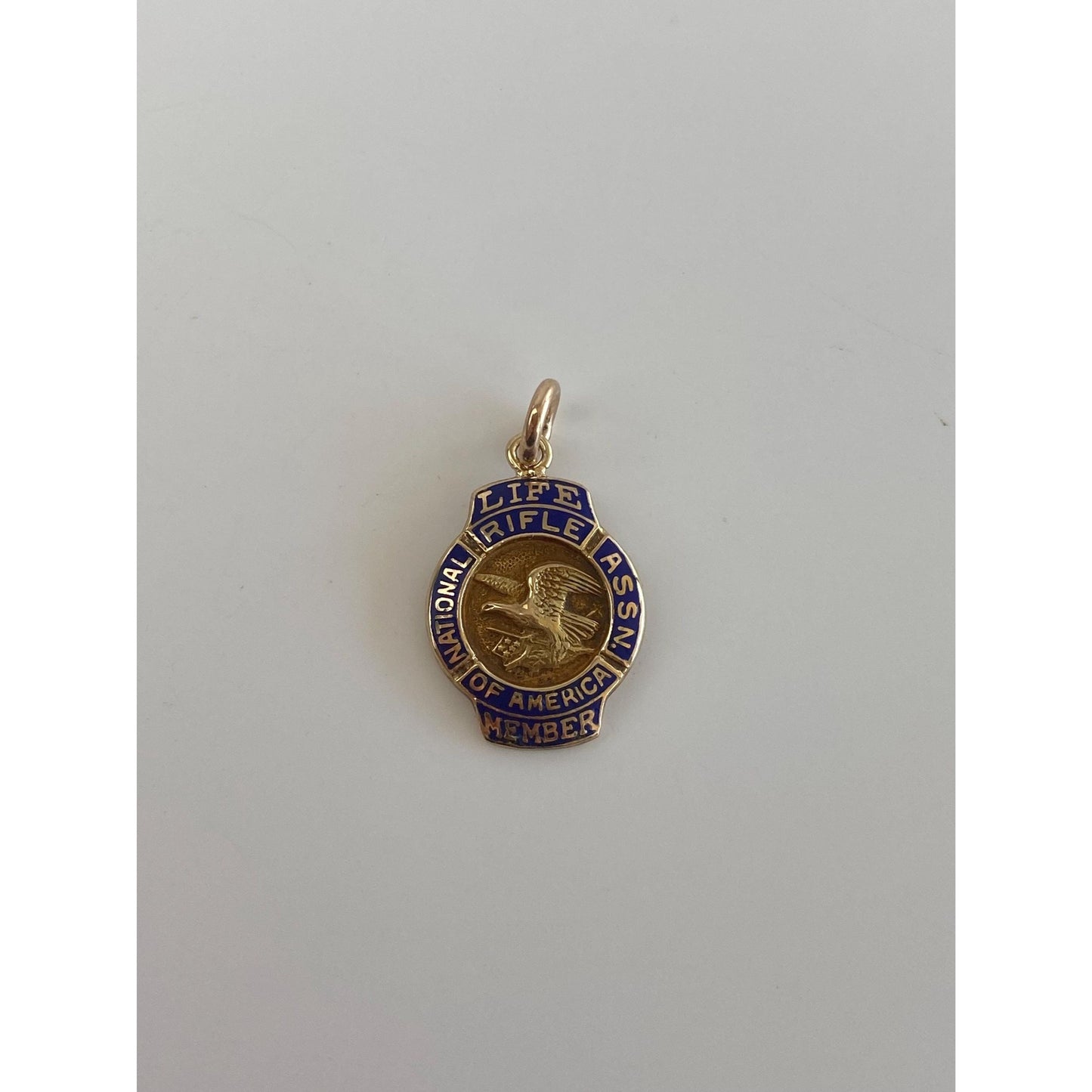 Vintage Solid 10k Yellow Gold Enamel NRA Charm