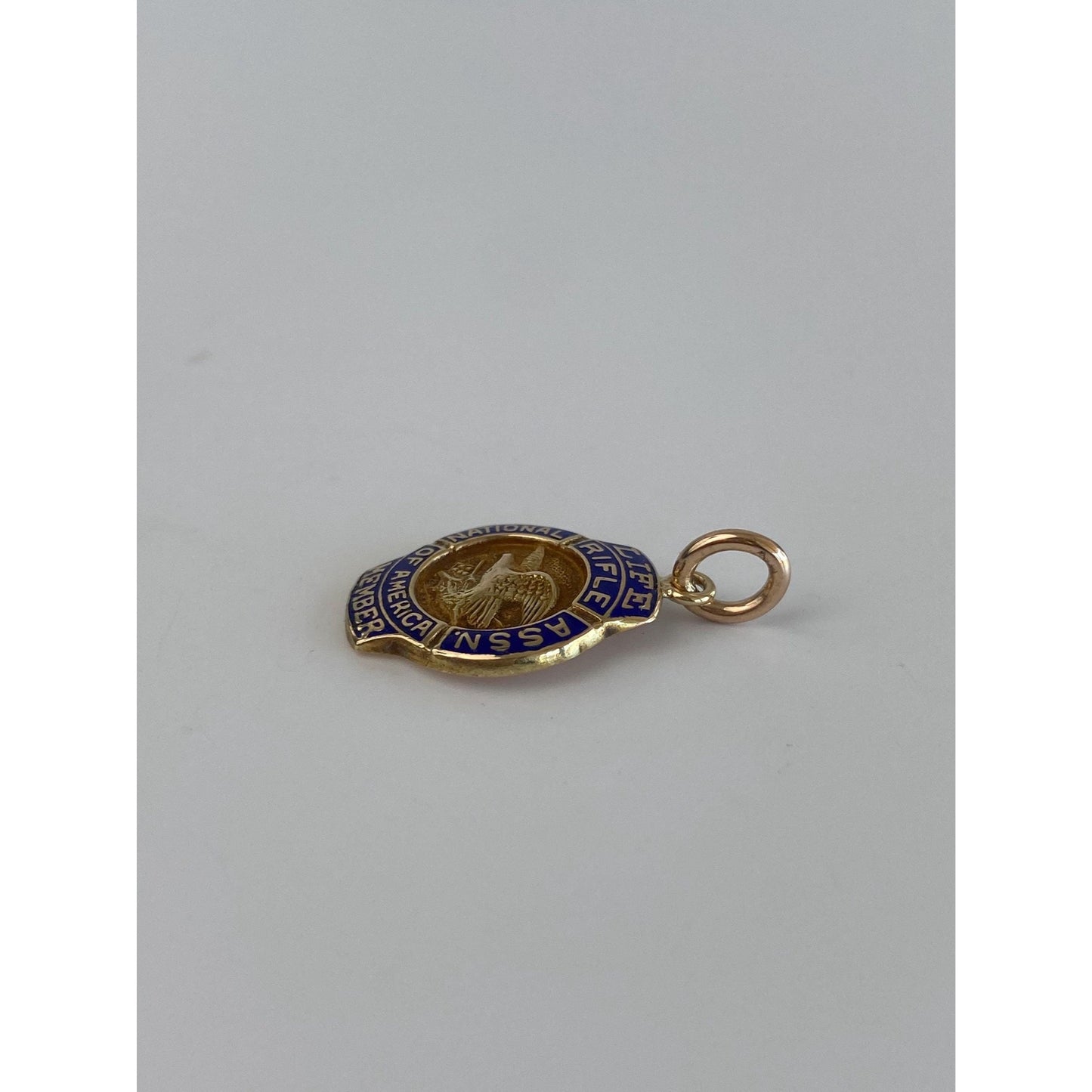 Vintage Solid 10k Yellow Gold Enamel NRA Charm