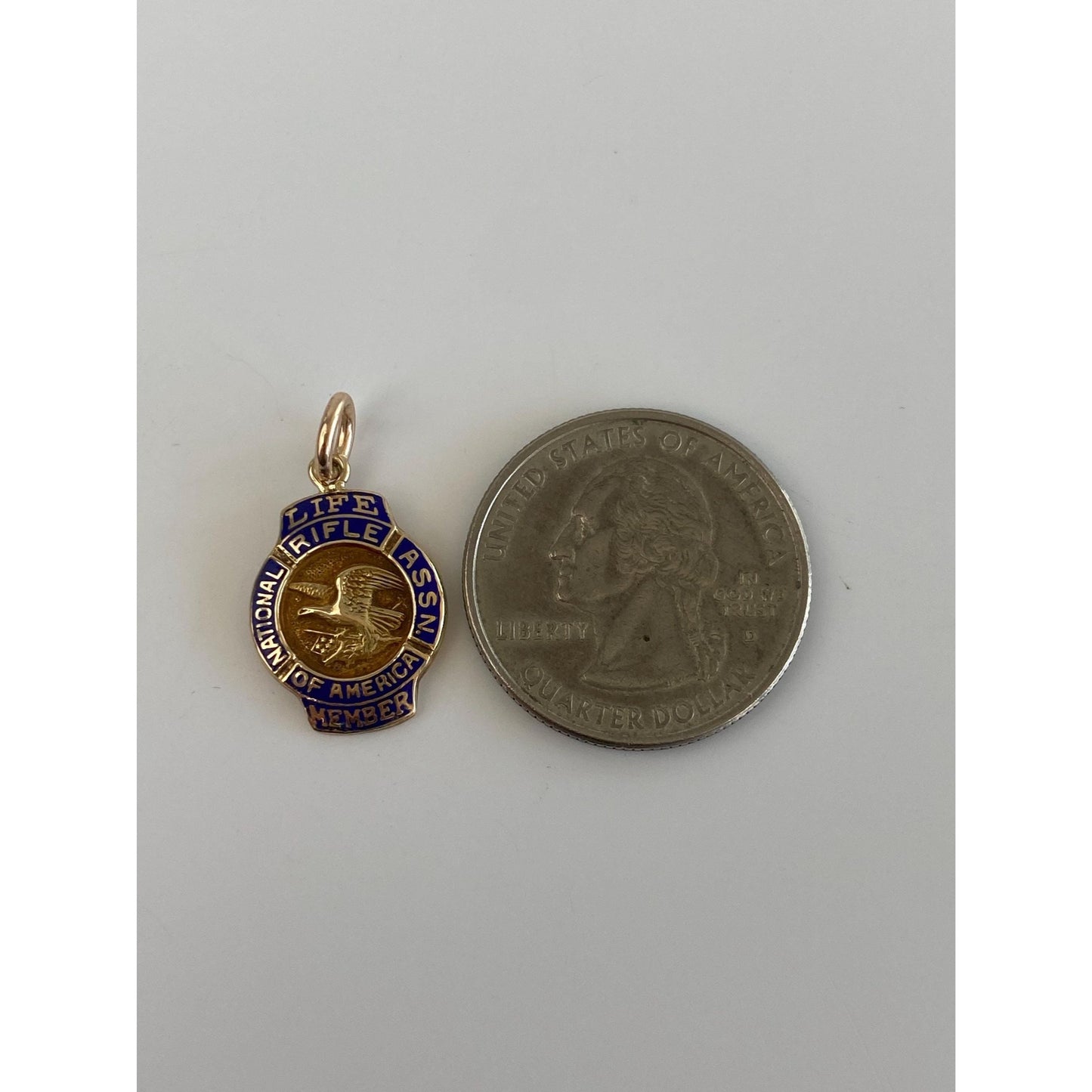 Vintage Solid 10k Yellow Gold Enamel NRA Charm