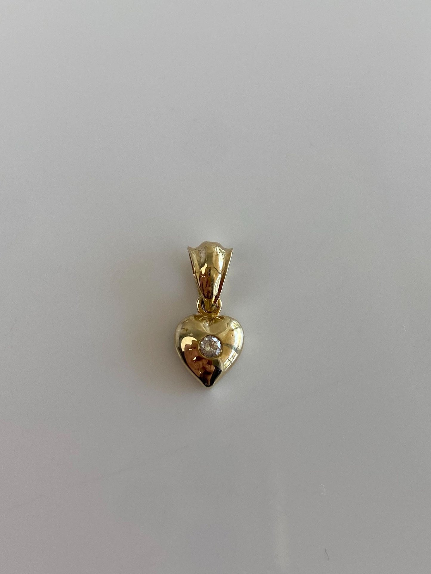 Vintage Solid 14k Yellow Gold Diamond Heart Charm