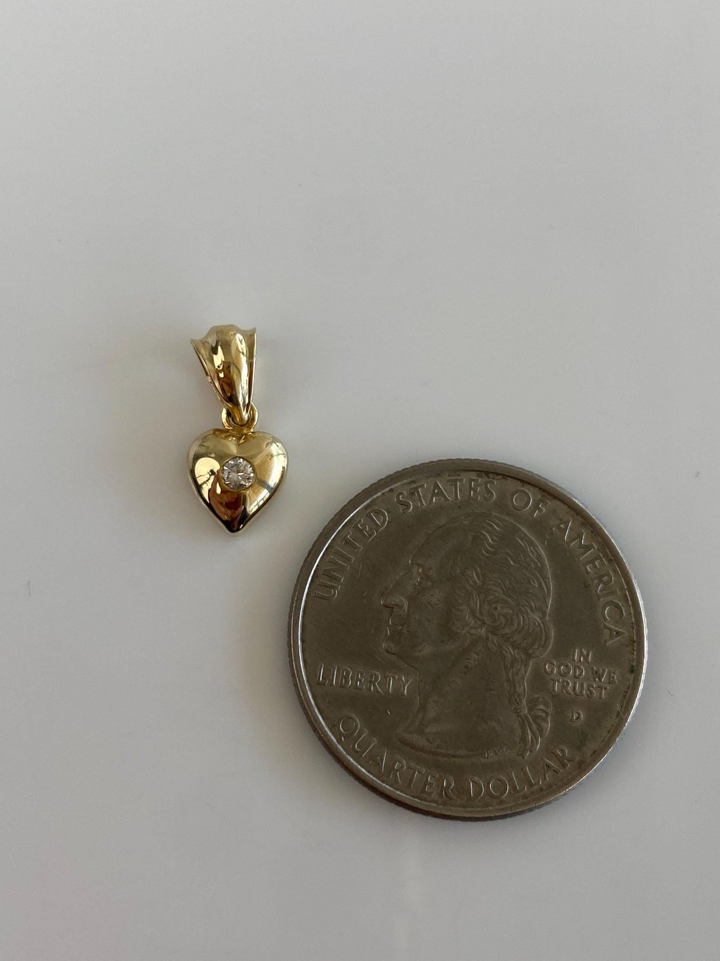 Vintage Solid 14k Yellow Gold Diamond Heart Charm