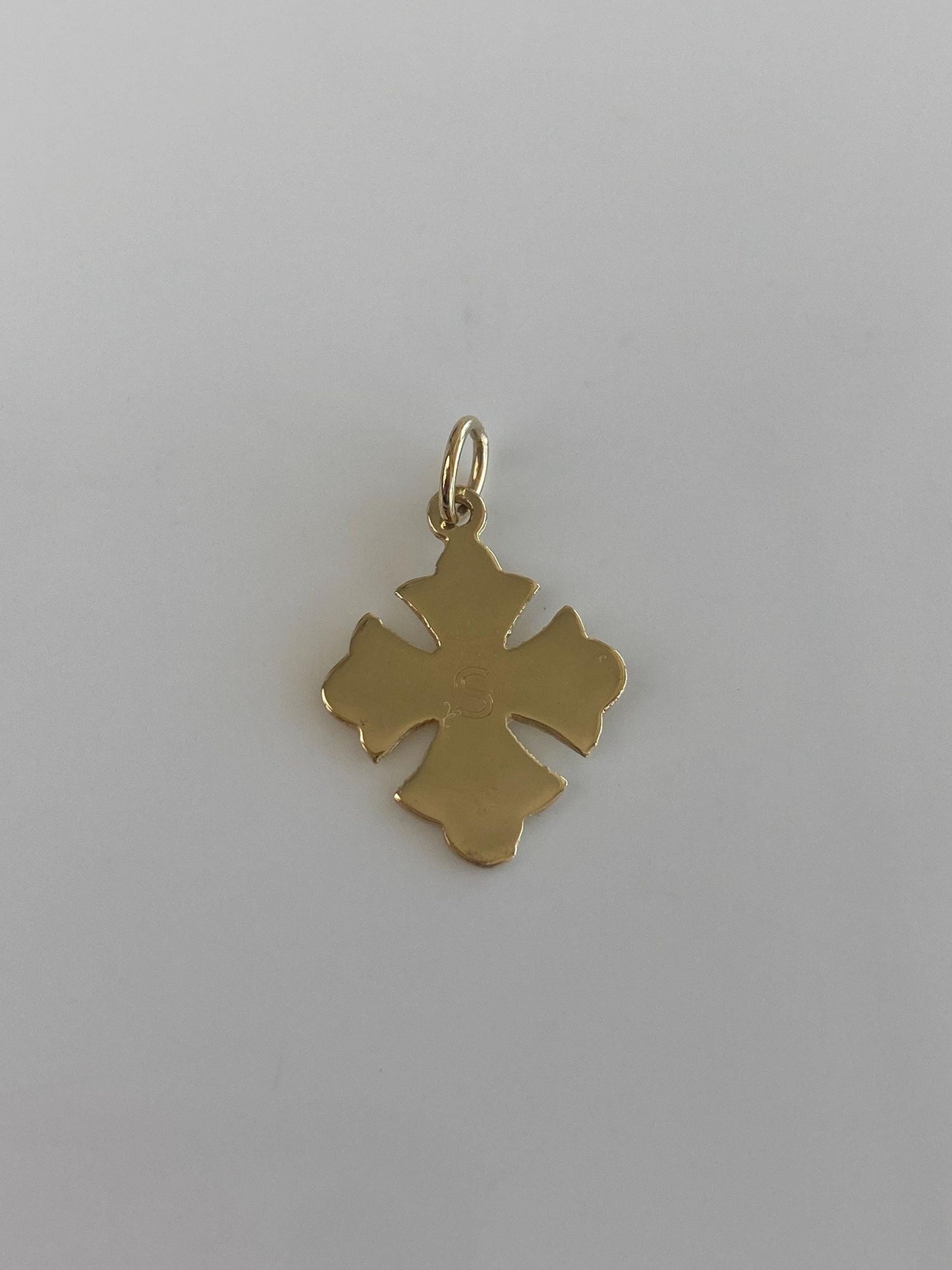 Vintage Solid 18k Yellow Gold Initial 'S' Gothic Cross Charm