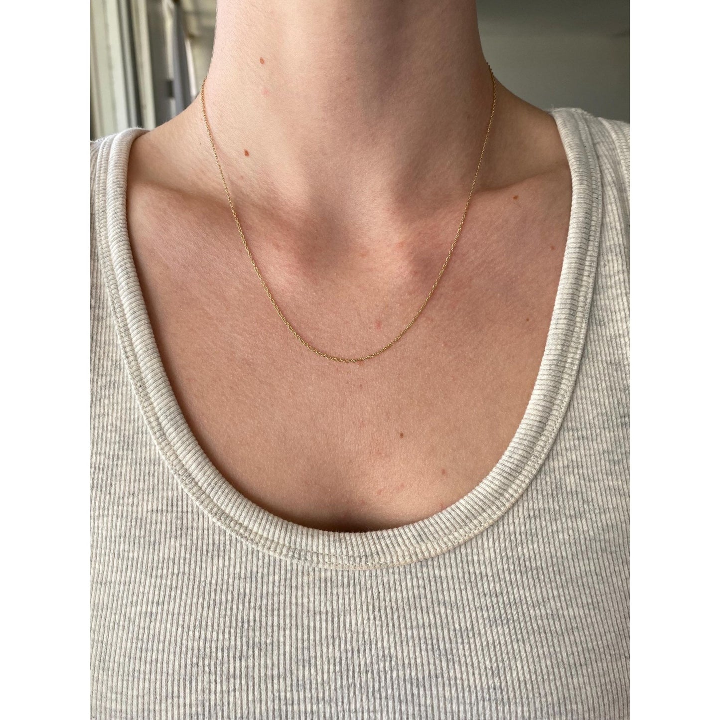 Vintage Solid 10k Yellow Gold Dainty Chain Necklace - 18 inches