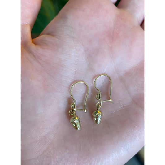 Vintage 14k Yellow Gold Acorn Dangle Earrings