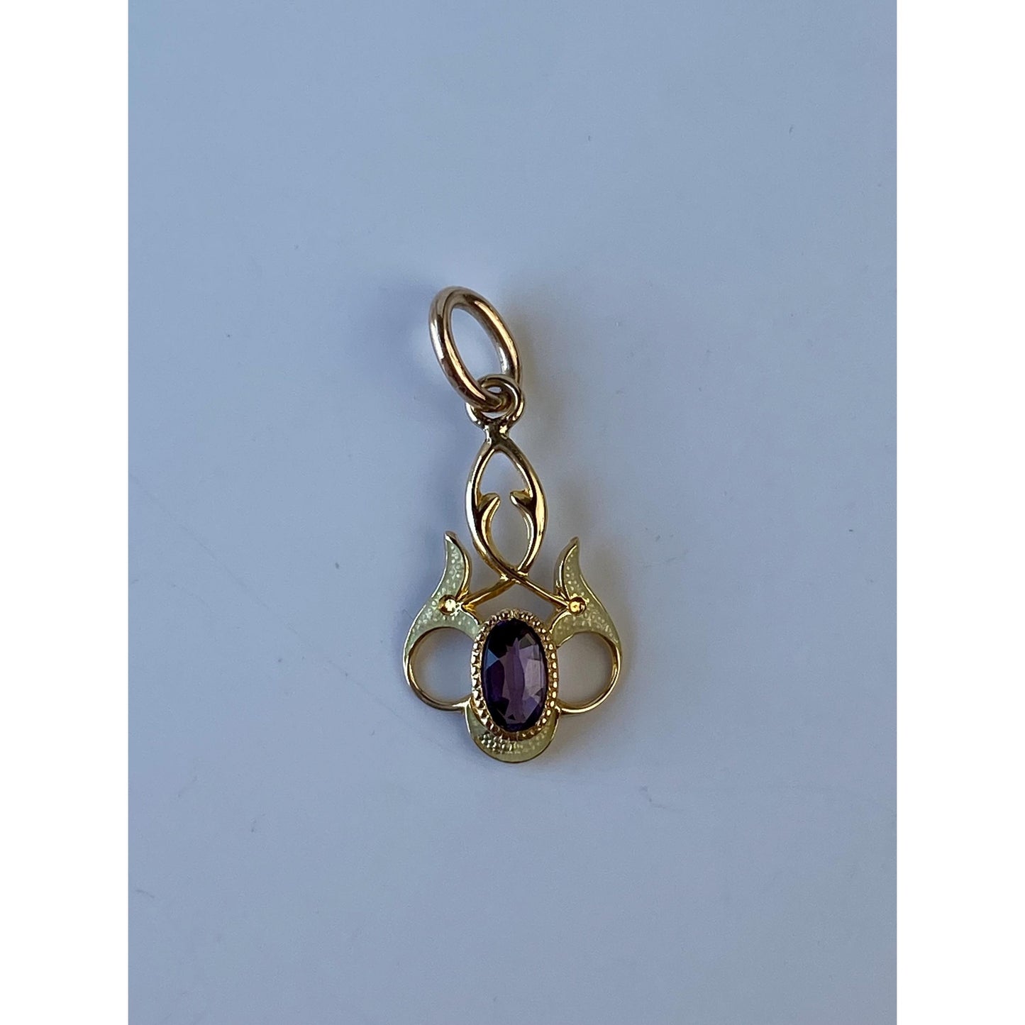 Vintage Solid 10k Yellow Gold Purple Cubic Zirconia Stick Pin Conversion Charm