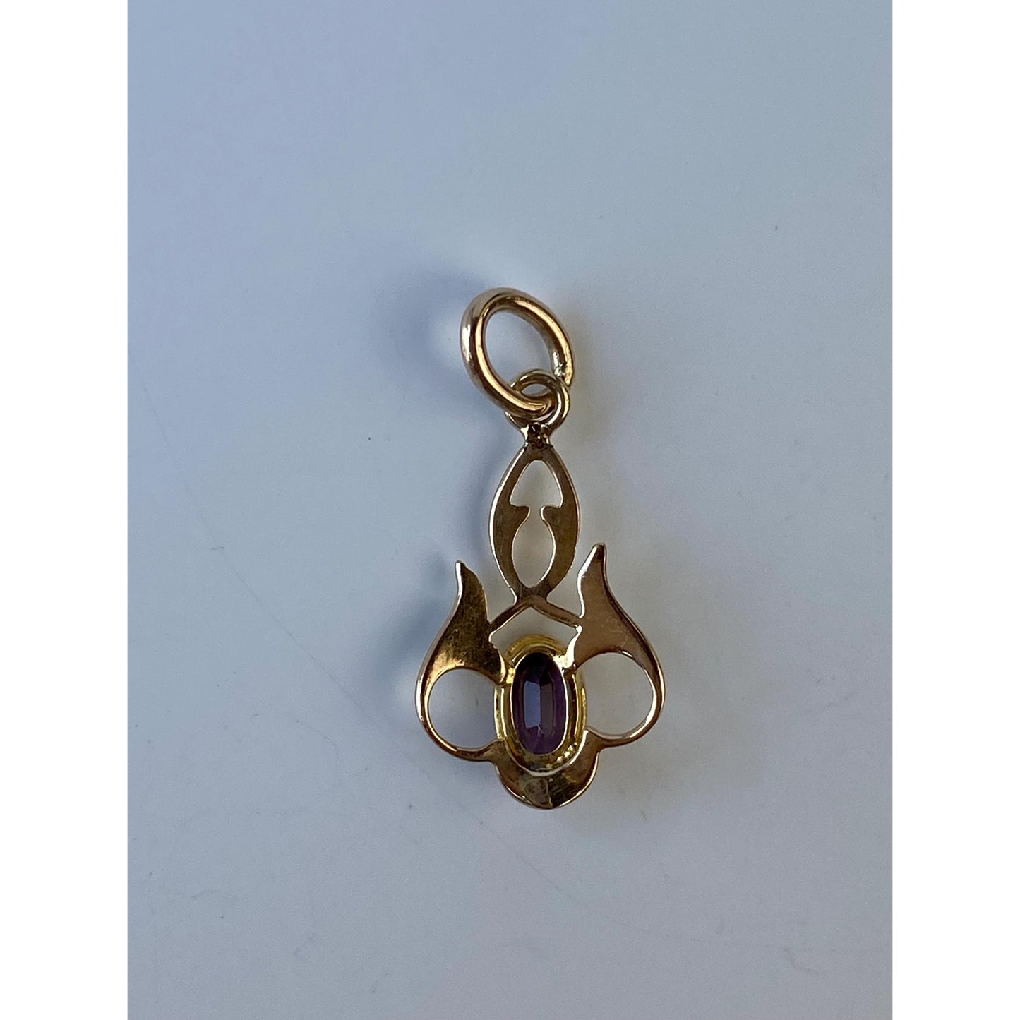 Vintage Solid 10k Yellow Gold Purple Cubic Zirconia Stick Pin Conversion Charm