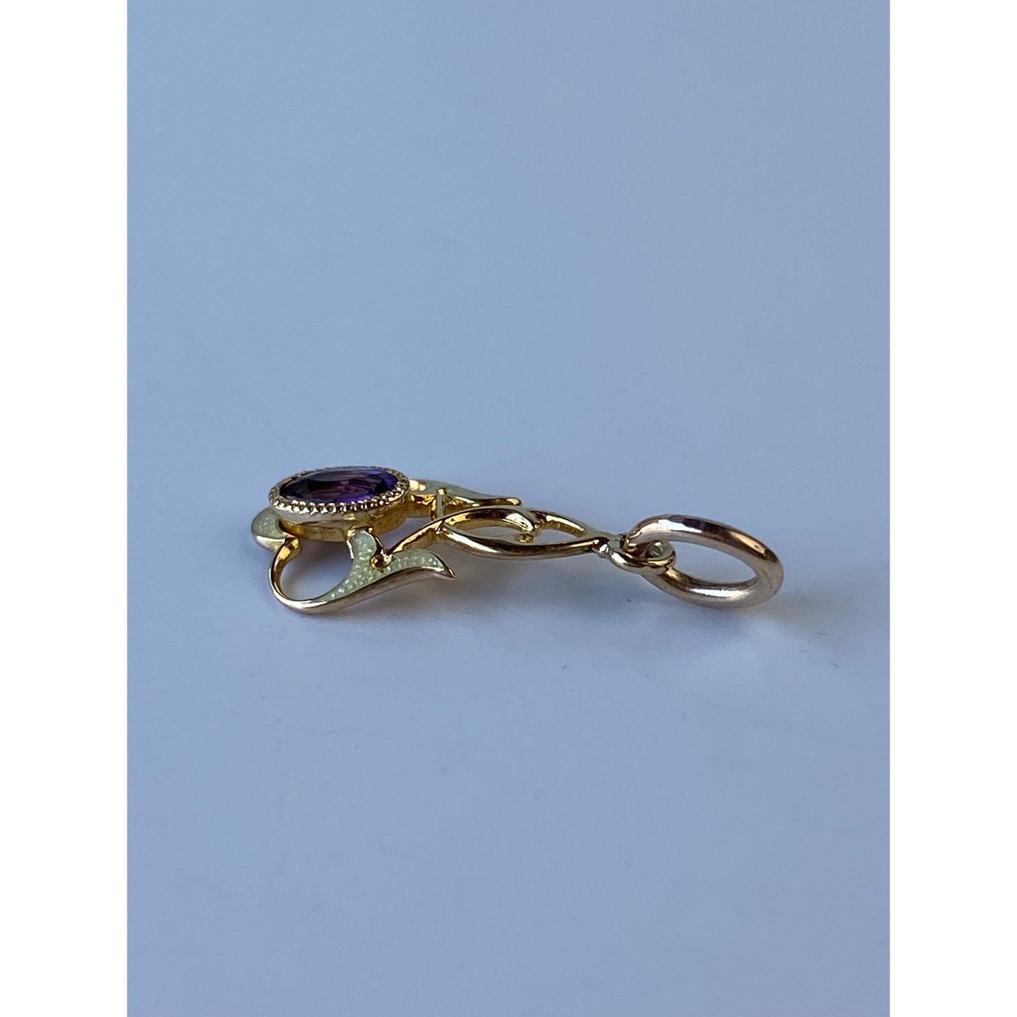 Vintage Solid 10k Yellow Gold Purple Cubic Zirconia Stick Pin Conversion Charm