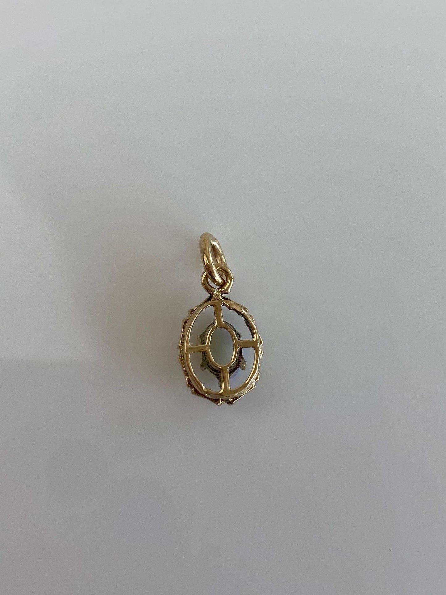 Vintage Solid 14k Yellow Gold Opal Bamboo Charm