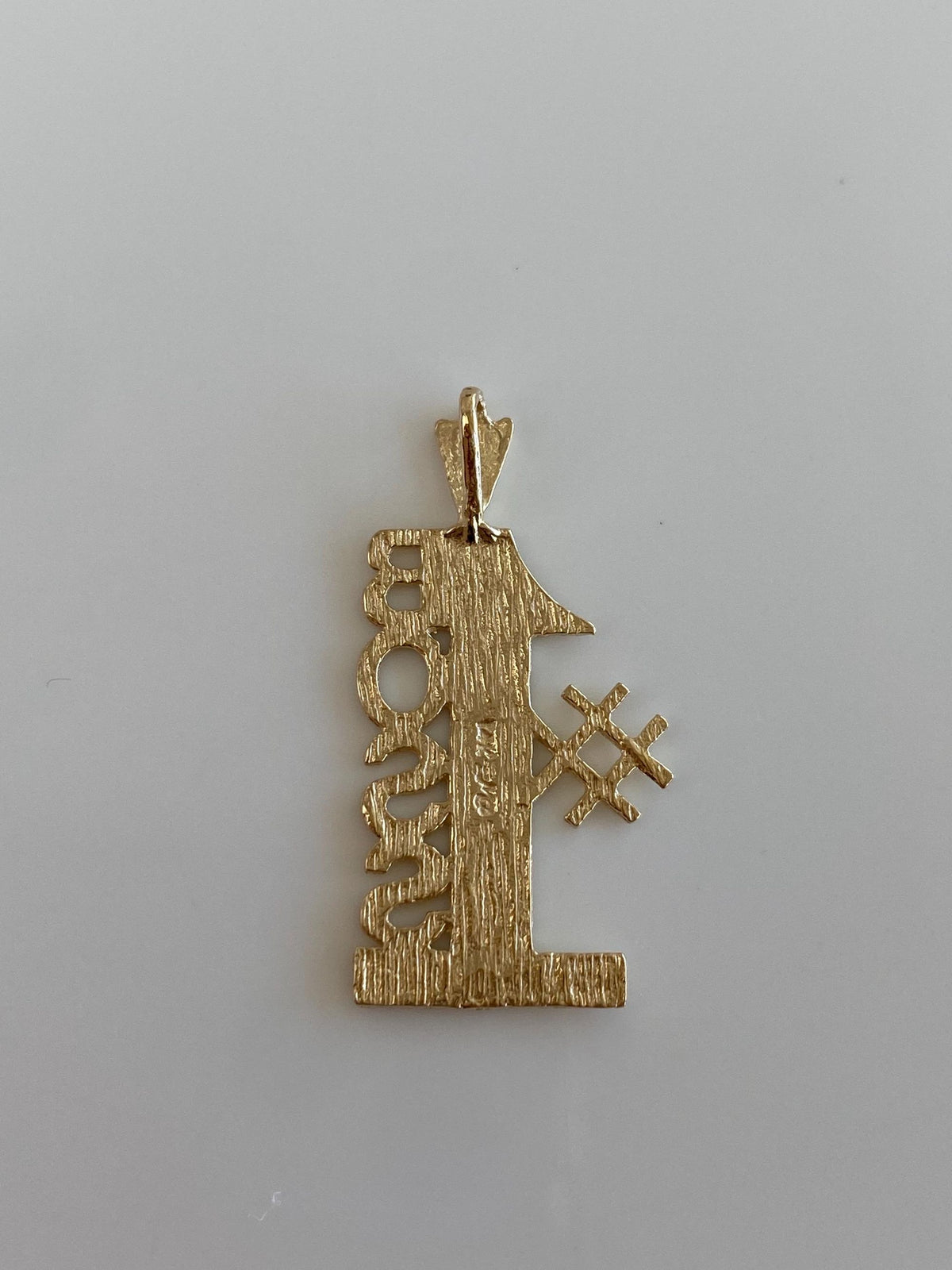 Vintage Solid 14k Yellow Gold Diamond Cut '#1 Boss' Charm