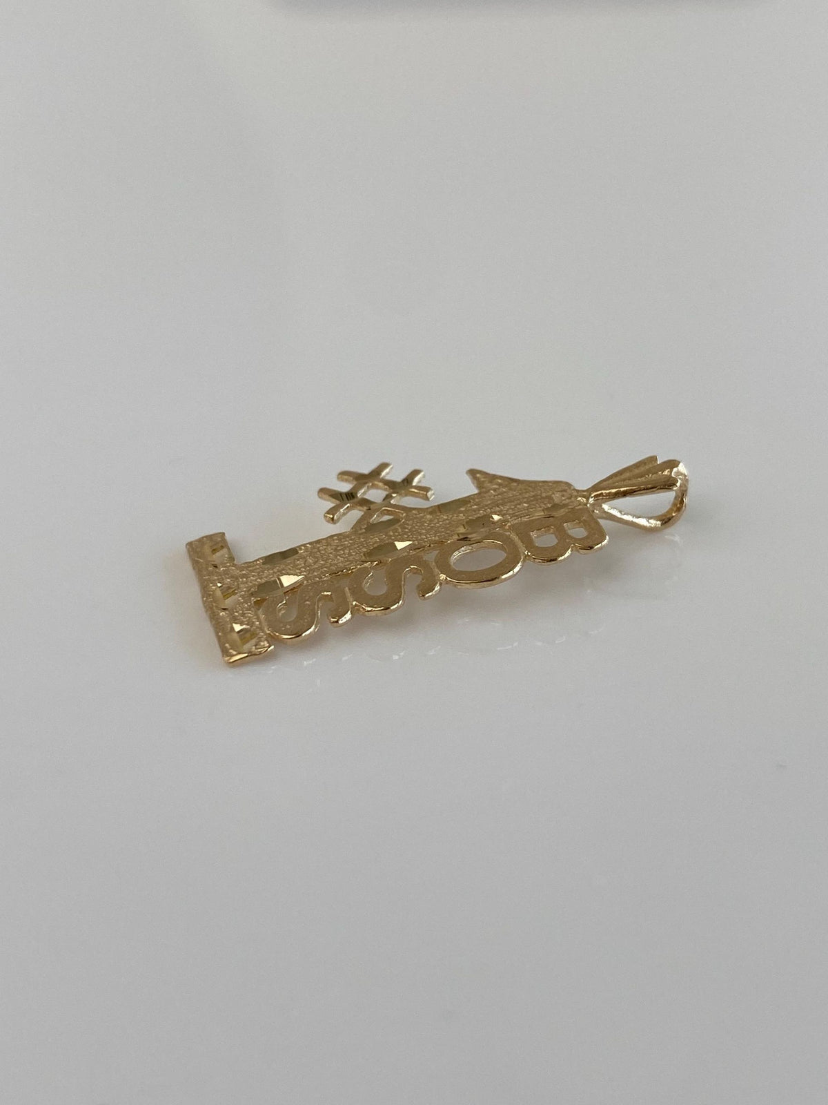 Vintage Solid 14k Yellow Gold Diamond Cut '#1 Boss' Charm