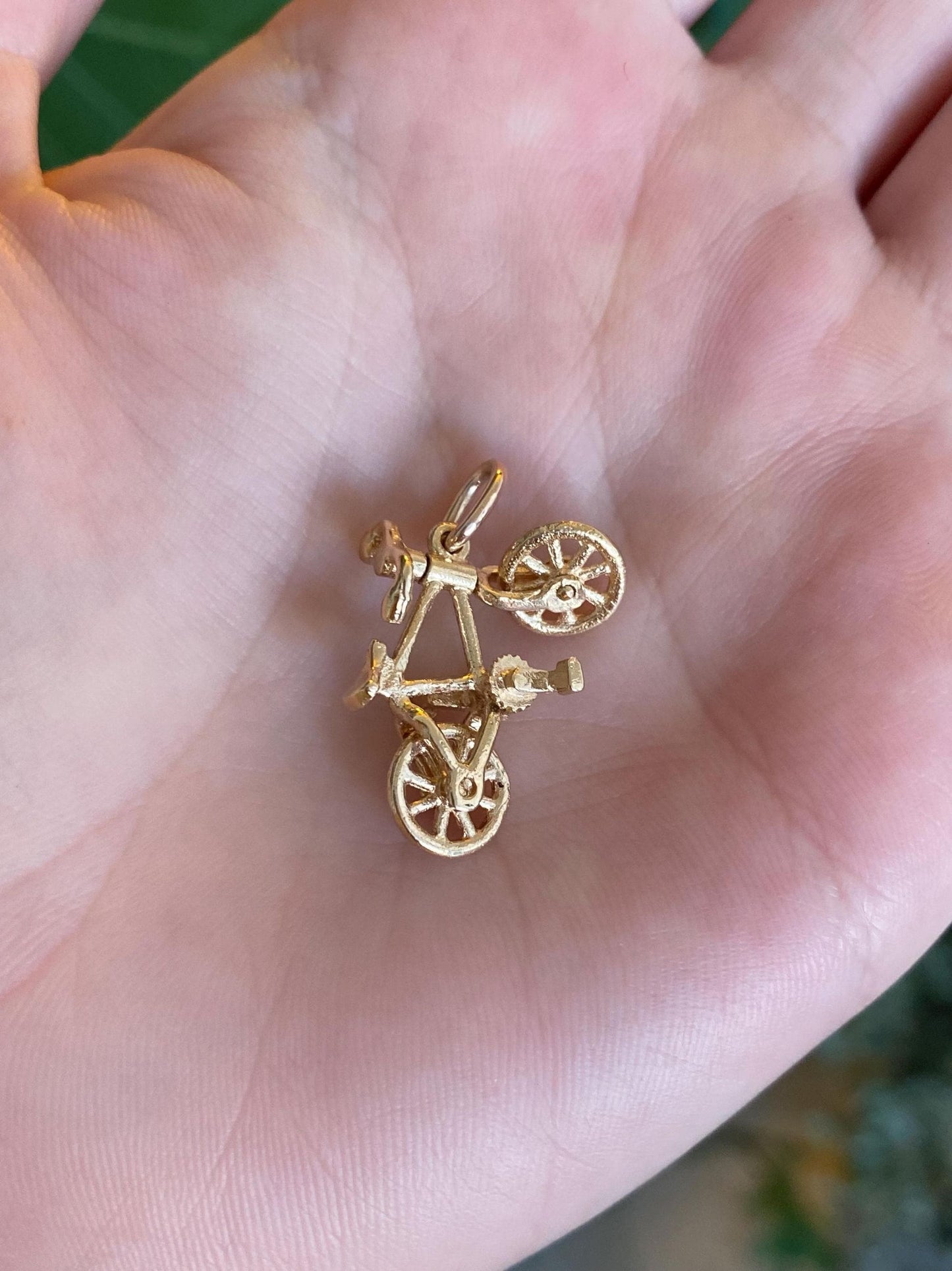 Vintage Solid 14k Yellow Gold Articulated Bicycle Charm