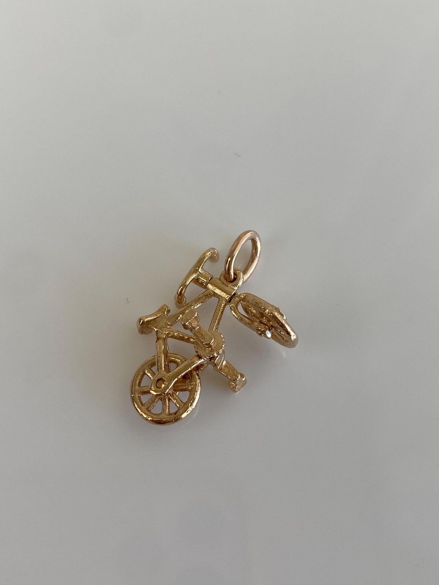 Vintage Solid 14k Yellow Gold Articulated Bicycle Charm