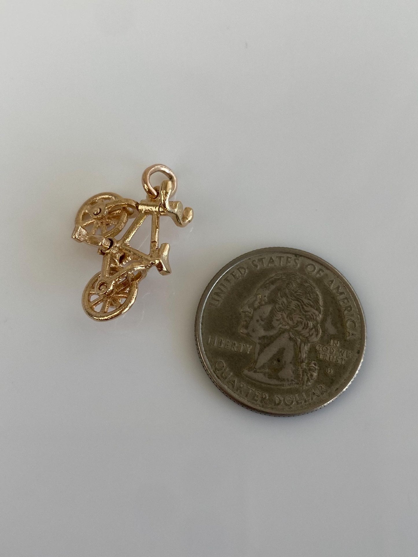 Vintage Solid 14k Yellow Gold Articulated Bicycle Charm