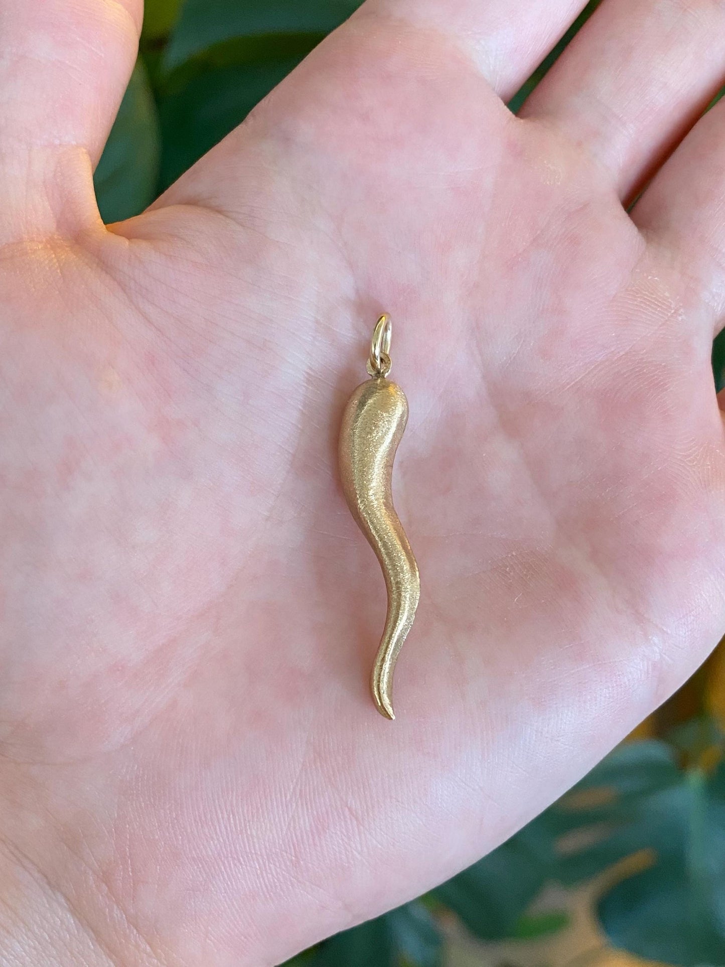 Vintage 14k Yellow Gold Textured Italian Horn Charm