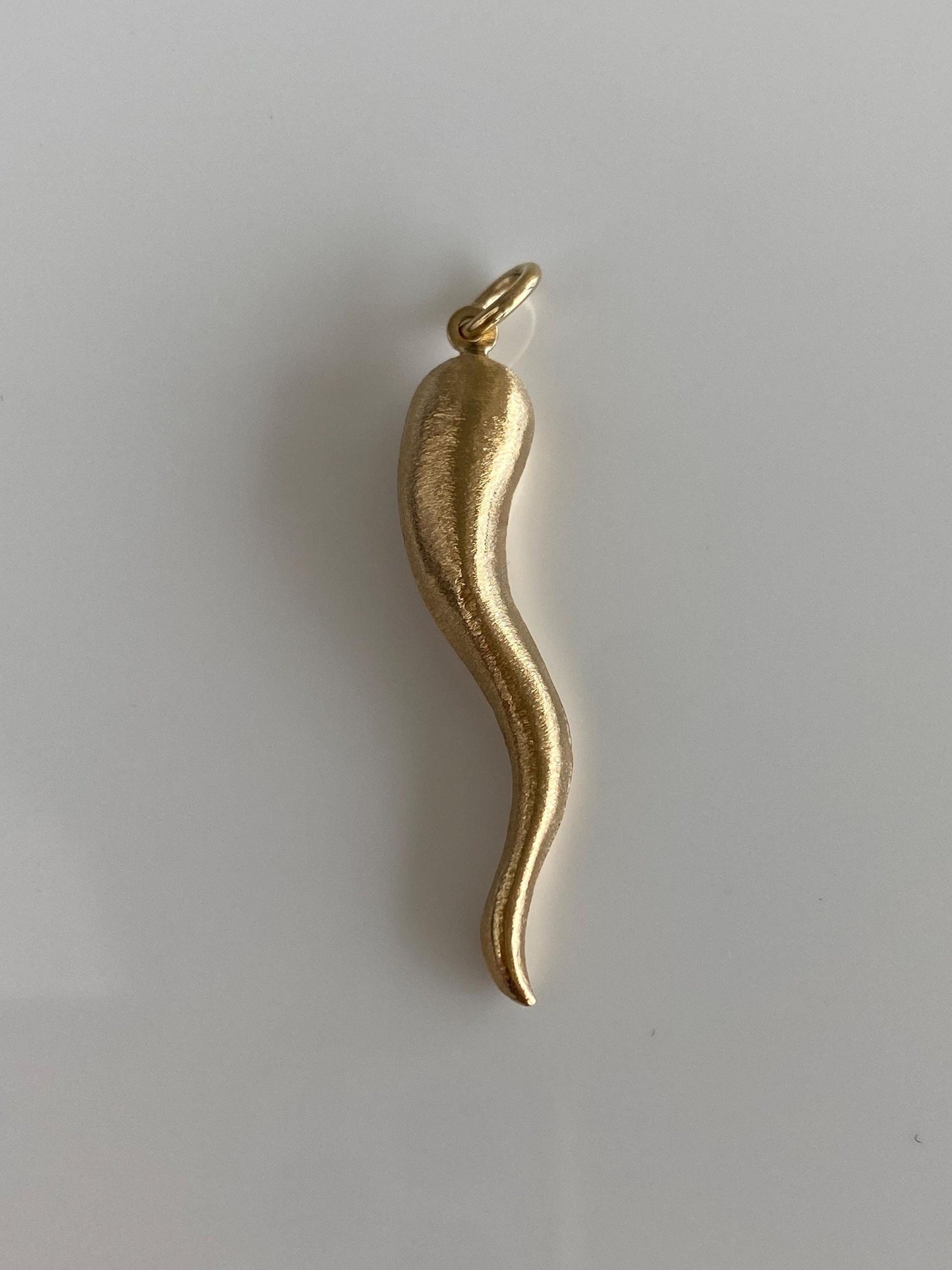 Vintage 14k Yellow Gold Textured Italian Horn Charm