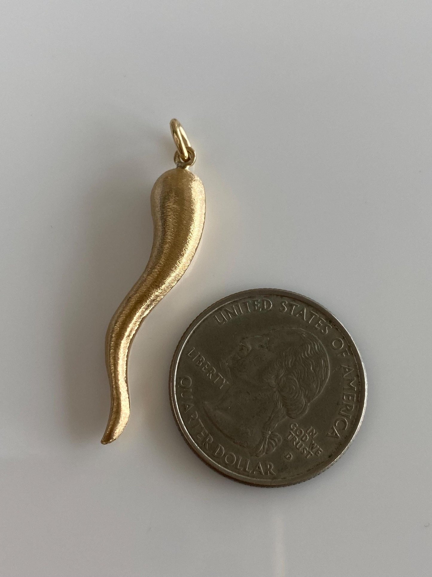 Vintage 14k Yellow Gold Textured Italian Horn Charm