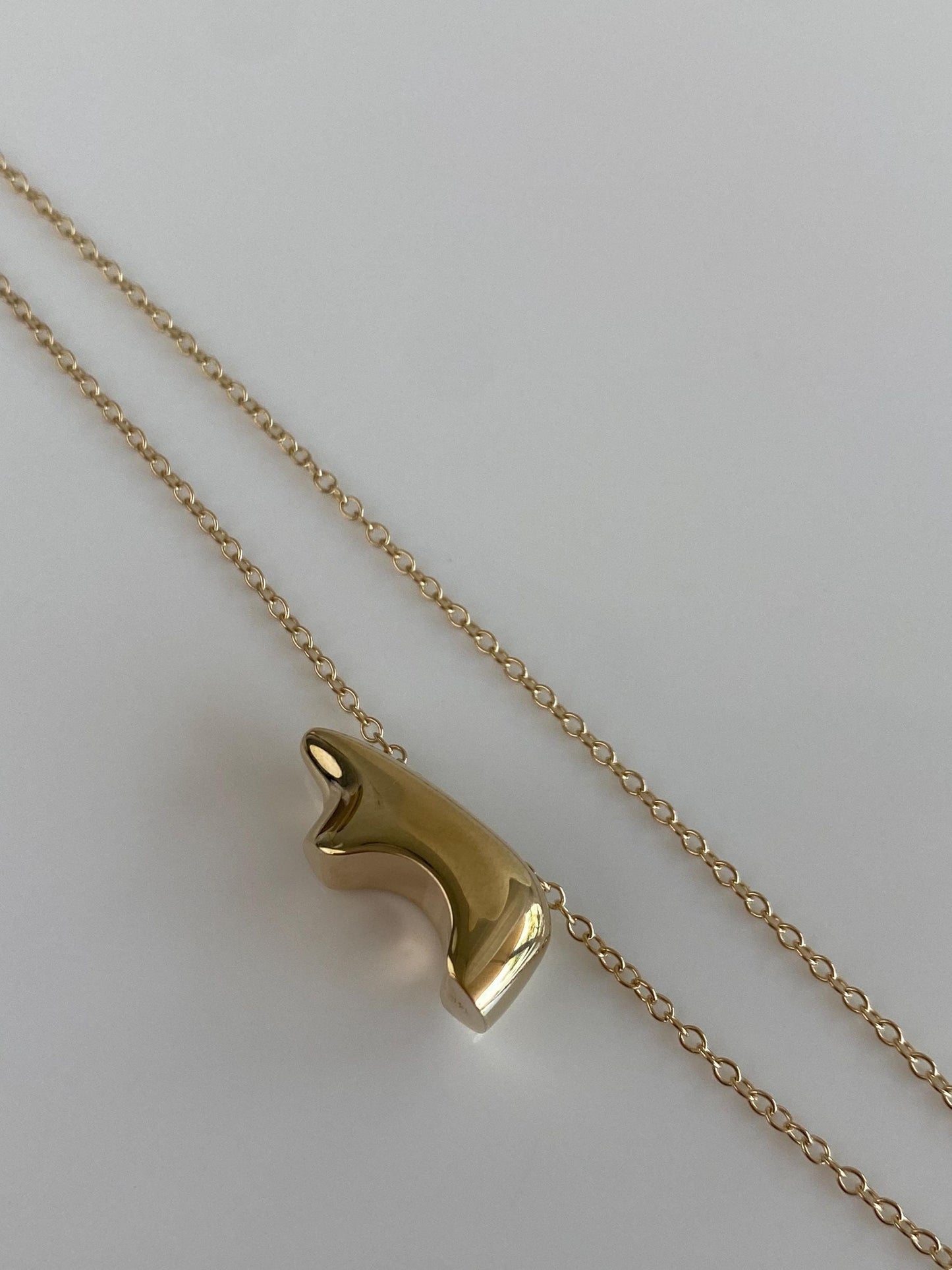 Vintage Solid 14k Yellow Gold Bear Long Rolo Chain Necklace - 32 inches