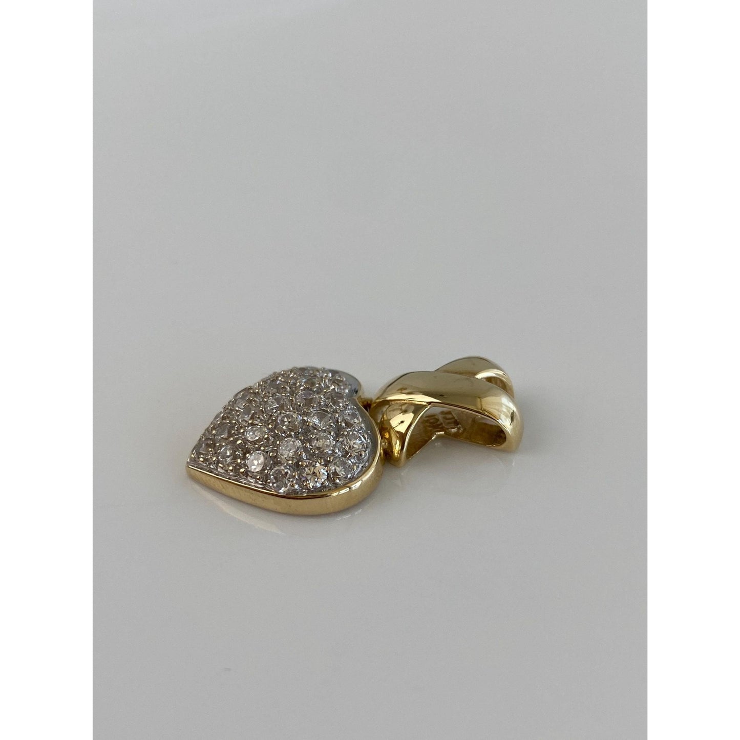 Vintage Solid 10k White & Yellow Gold Cubic Zirconia X Heart Charm