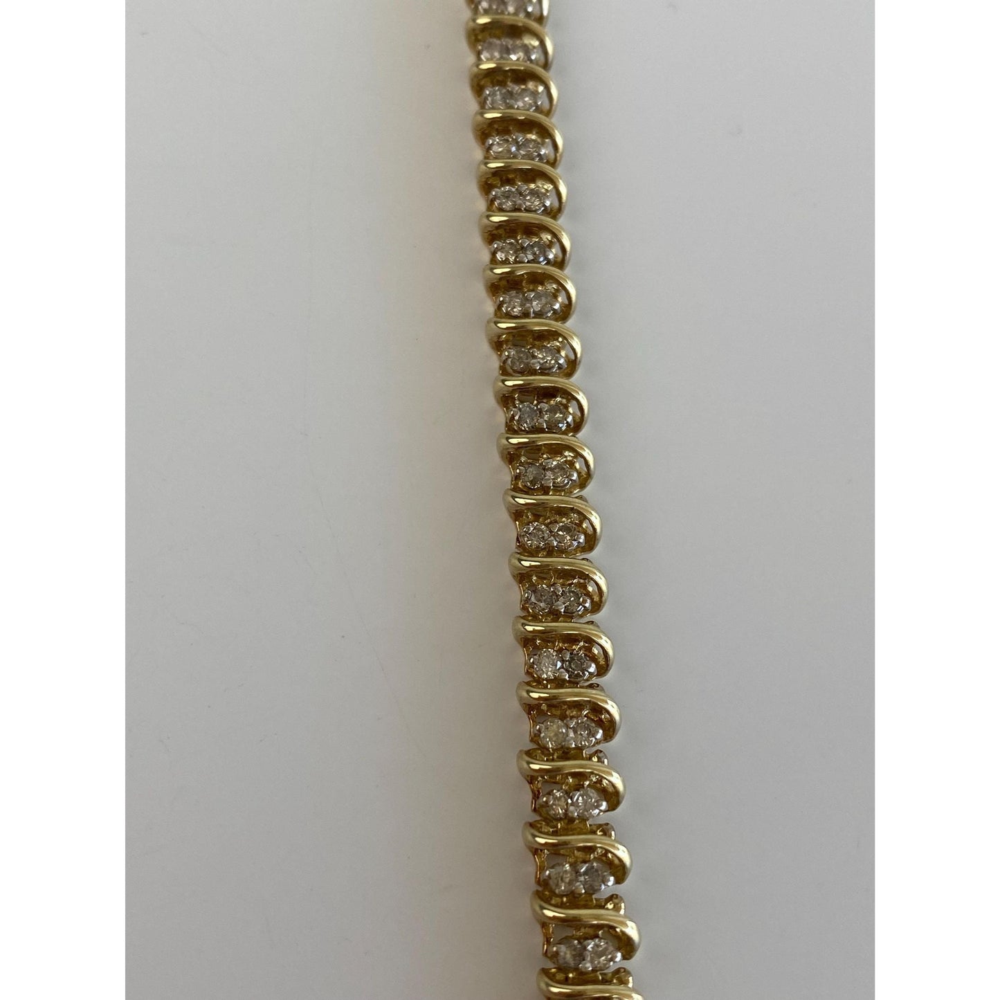 Vintage Solid 10k Yellow Gold Diamond Tennis Bracelet - 7.25 inches