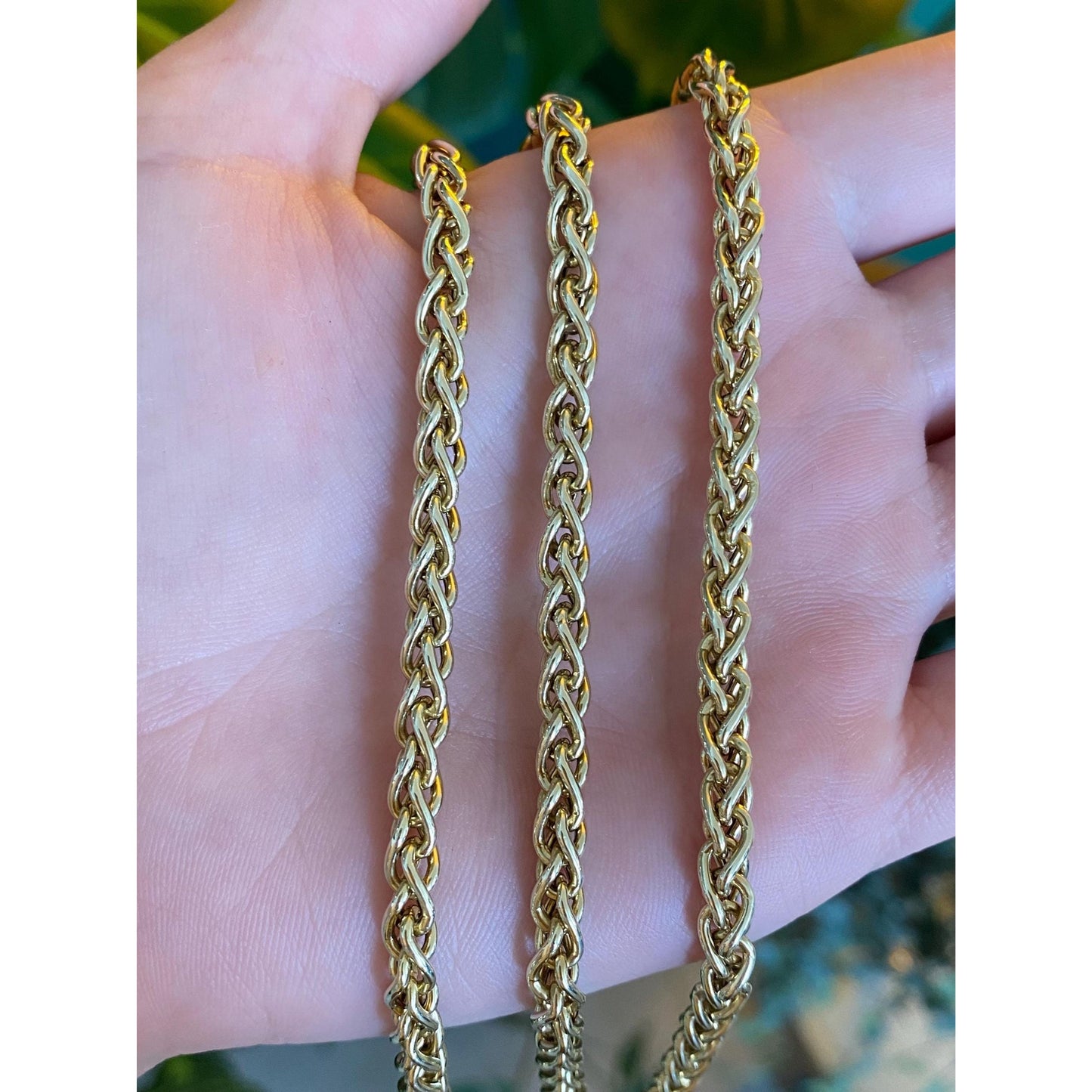 Vintage 14k Yellow Gold Long Chunky Wheat Chain Necklace - 30.25 inches