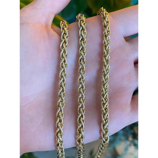 Vintage 14k Yellow Gold Long Chunky Wheat Chain Necklace - 30.25 inches