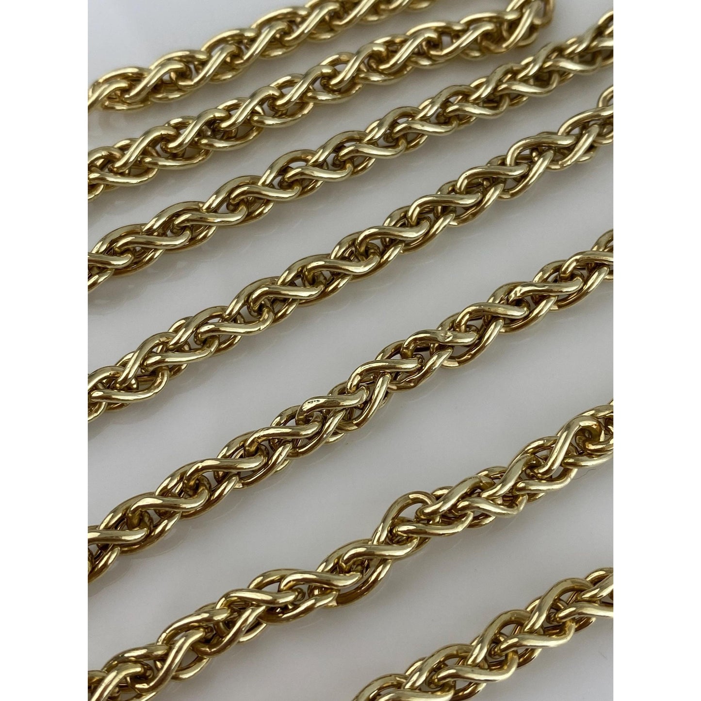 Vintage 14k Yellow Gold Long Chunky Wheat Chain Necklace - 30.25 inches