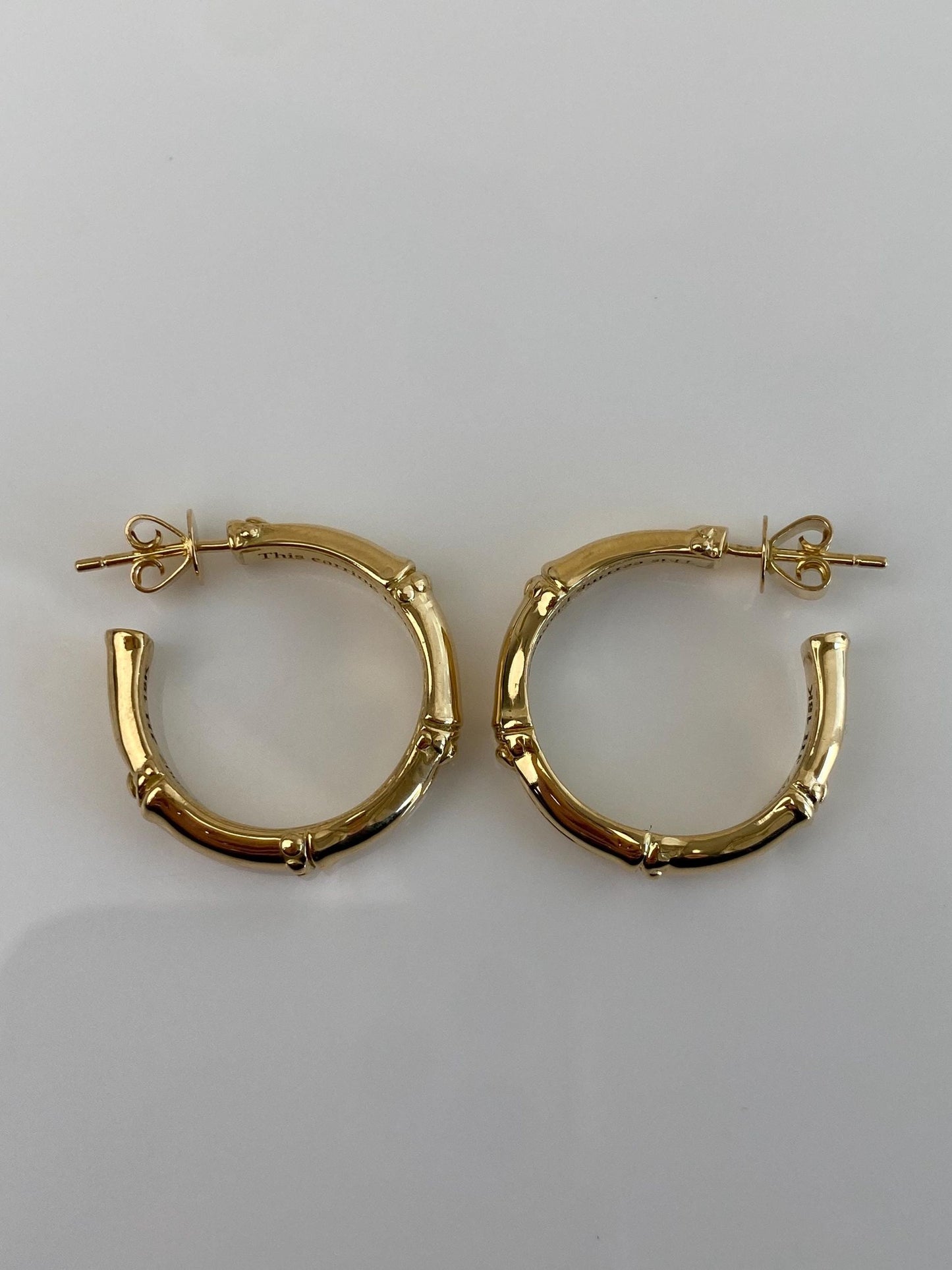 Vintage Solid 18k Yellow Gold John Hardy Bamboo Hoop Earrings