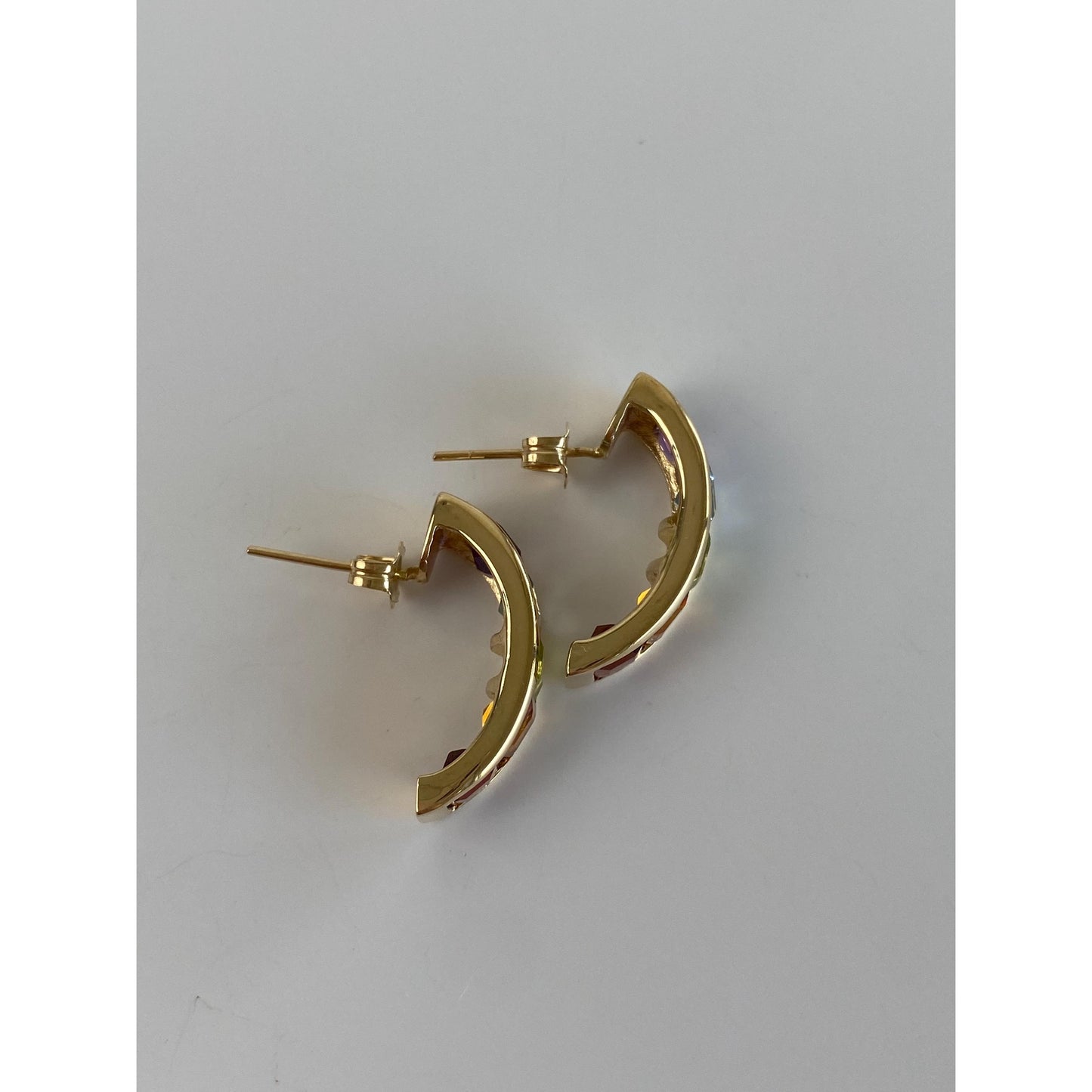 Vintage Solid 14k Yellow Gold Garnet Topaz Citrine Amethyst Peridot Drop Earrings