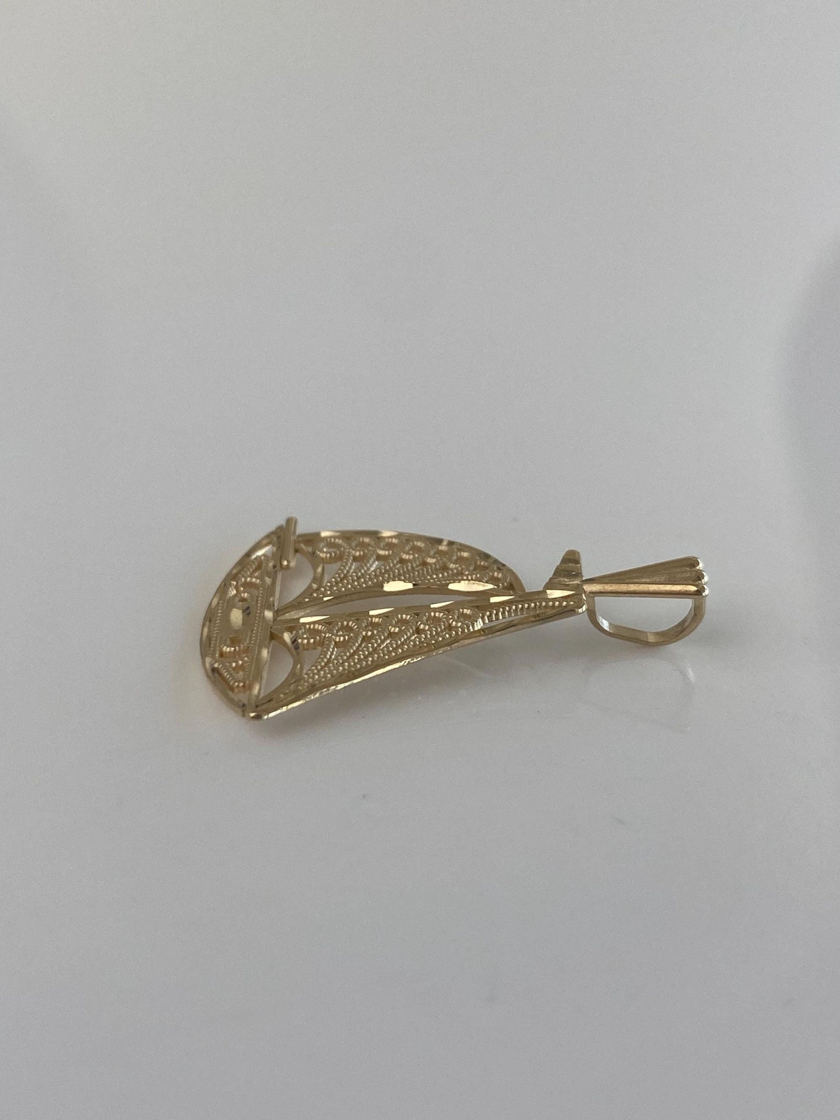 Solid 14k Yellow Gold Filigree Open Work Sailboat Charm
