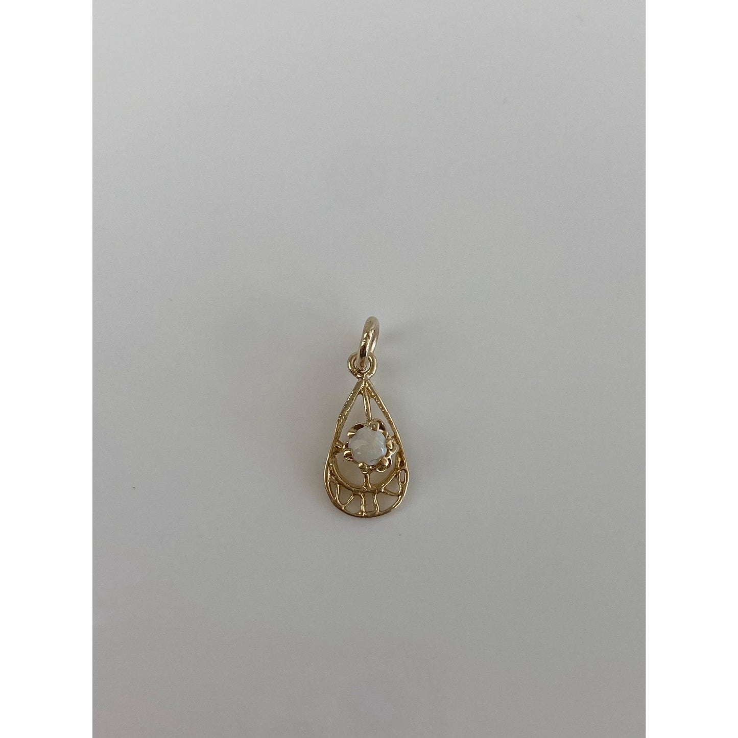 Solid 14k Yellow Gold Opal Charm
