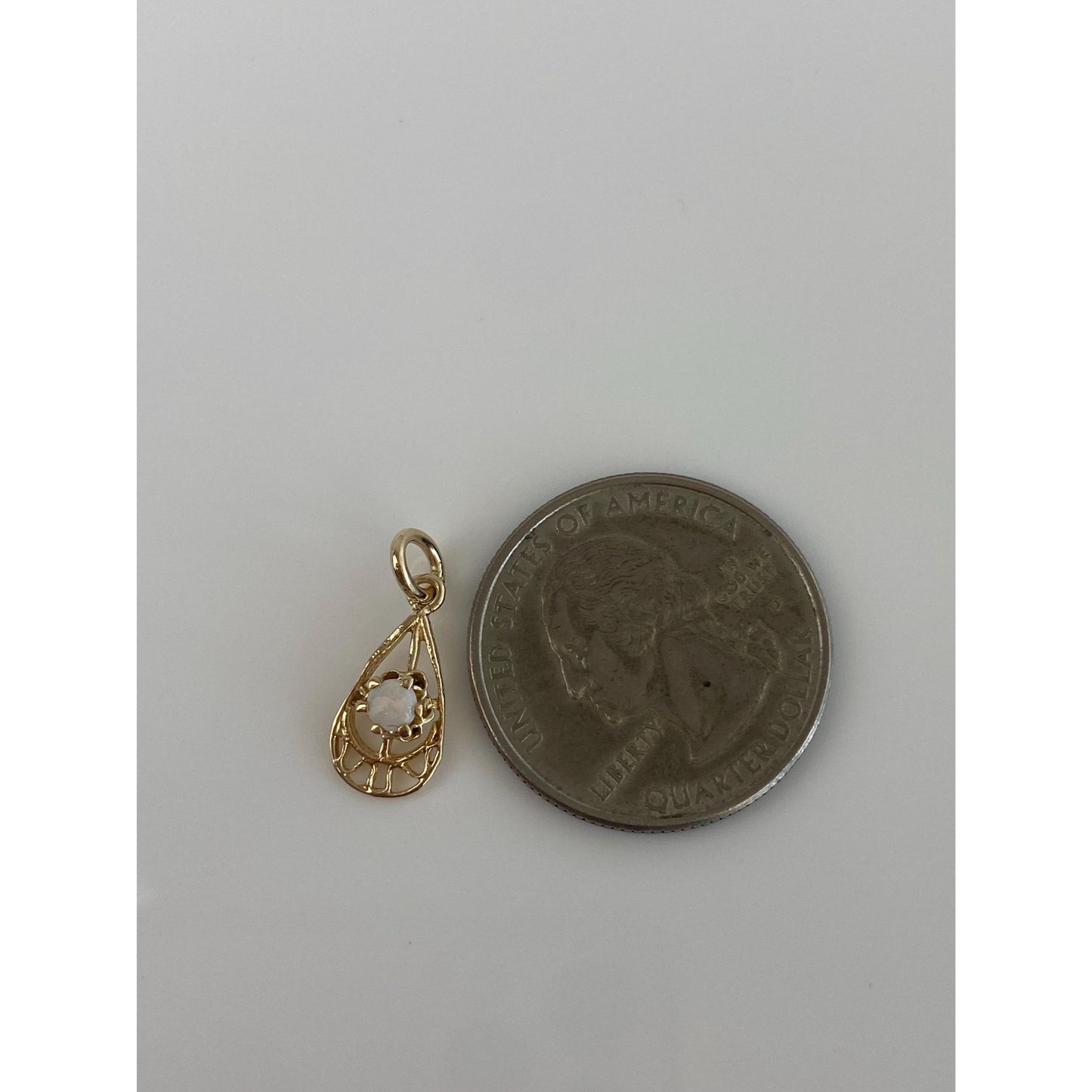 Solid 14k Yellow Gold Opal Charm