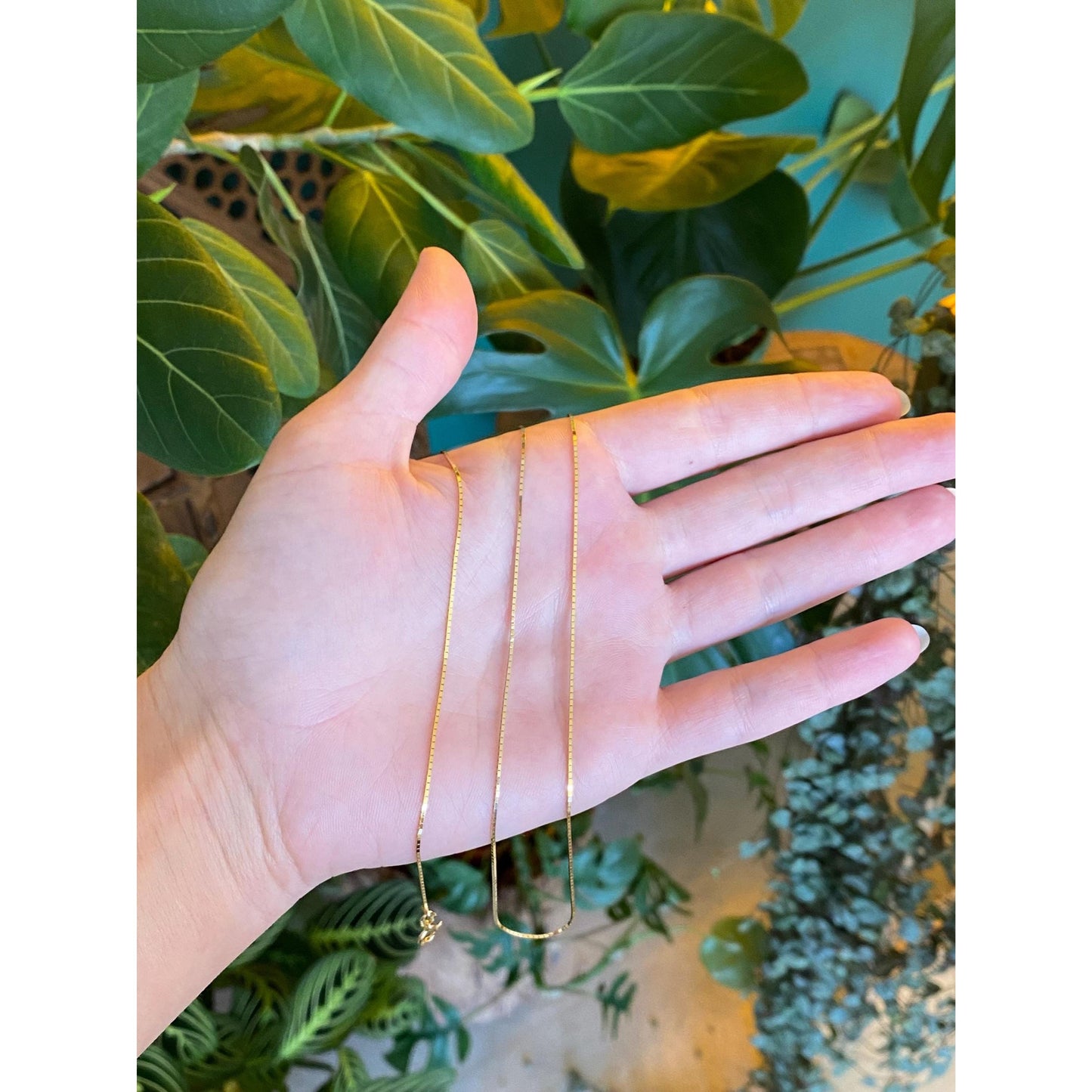 Vintage Solid 14k Yellow Gold Long Box Chain Necklace - 23.25 inches