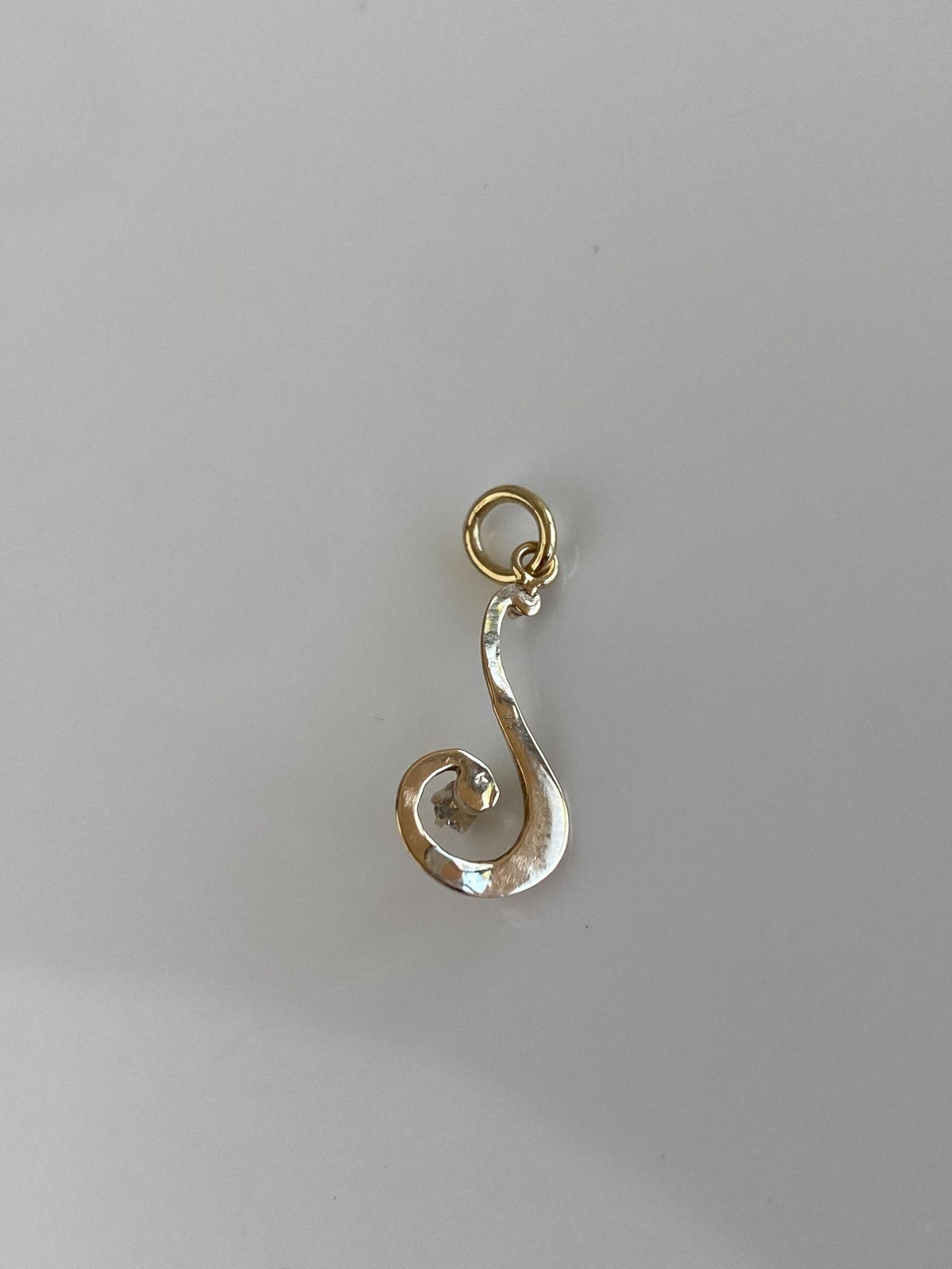 Vintage 10k Yellow Gold Clear Sapphire Swirl Charm